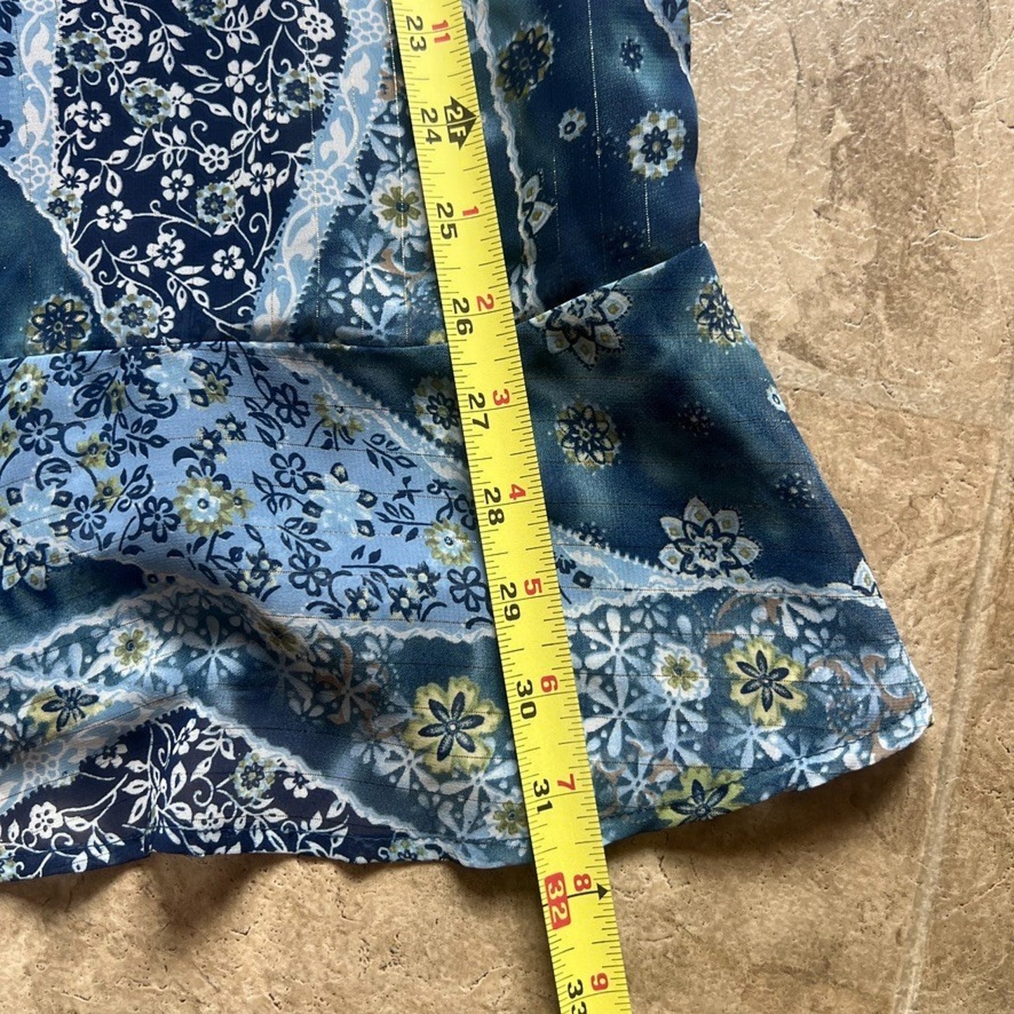 Vintage Y2K Midi Skirt 24W Blue Floral Whimsigoth Fairy Whimsical Ethereal Boho