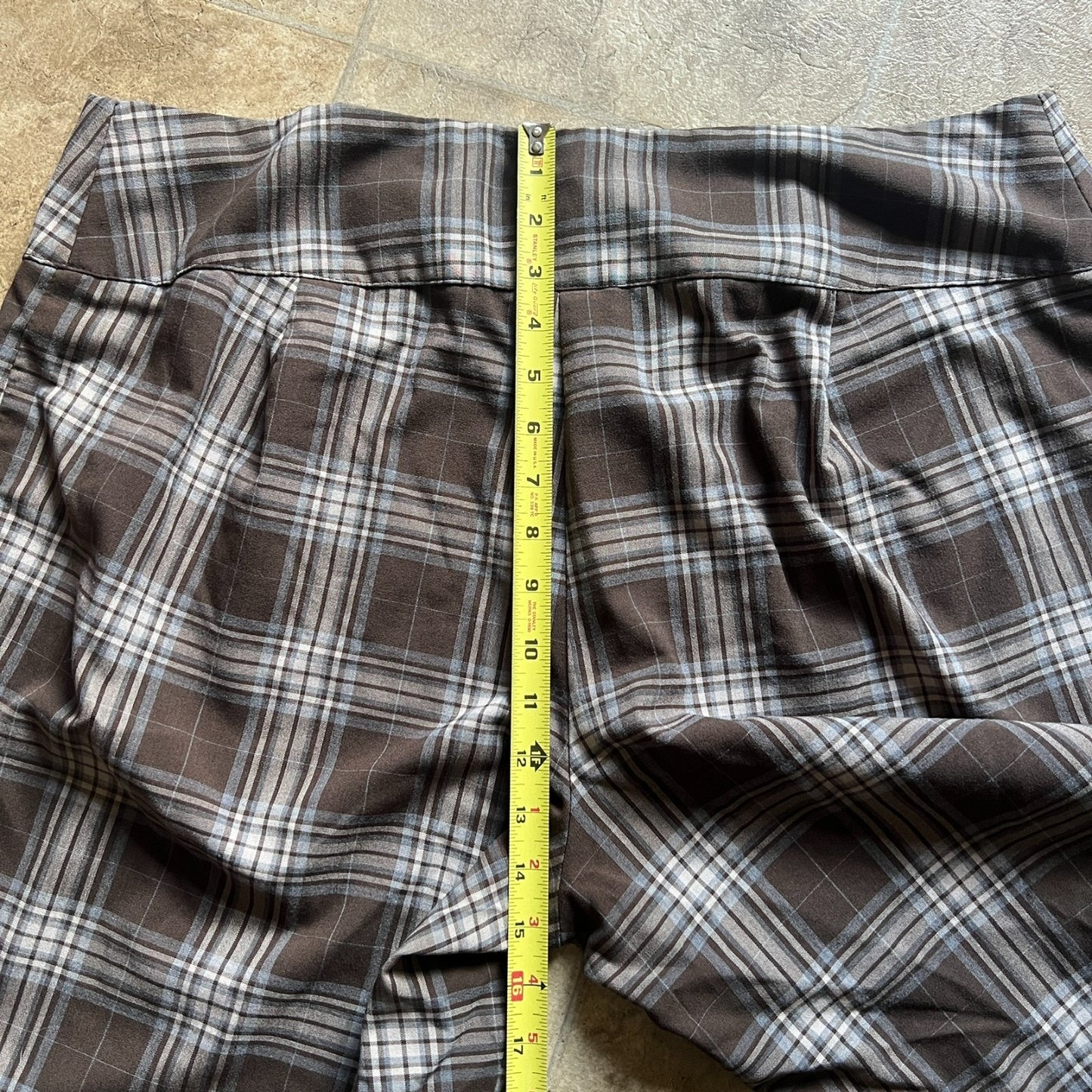 Vintage Y2K Dots Womens Plaid Trousers Size 18 Brown Dark Academia Office Siren