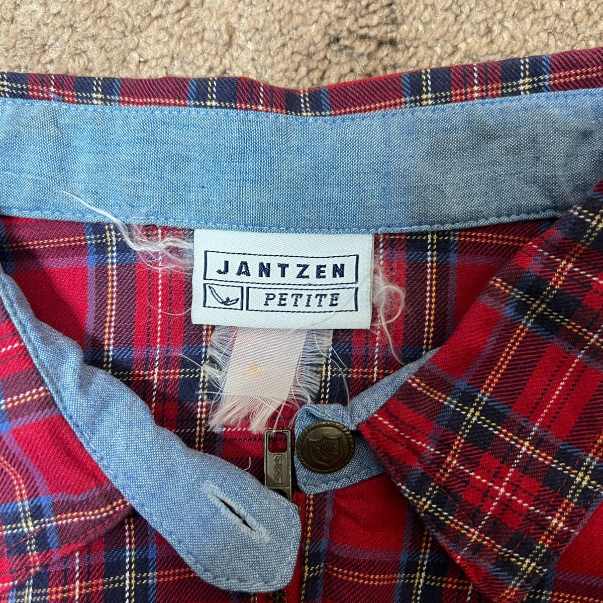 Vtg 90s Jantzen Tartan Plaid Harrington Jacket Classic Autumn Cabincore Academia