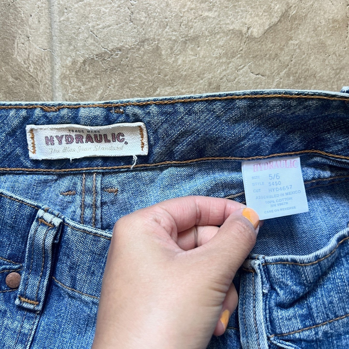 Vintage Y2K Hydraulic Womens Cargo Jeans Size 5/6 Medium Wash Wide Leg Grunge Utility