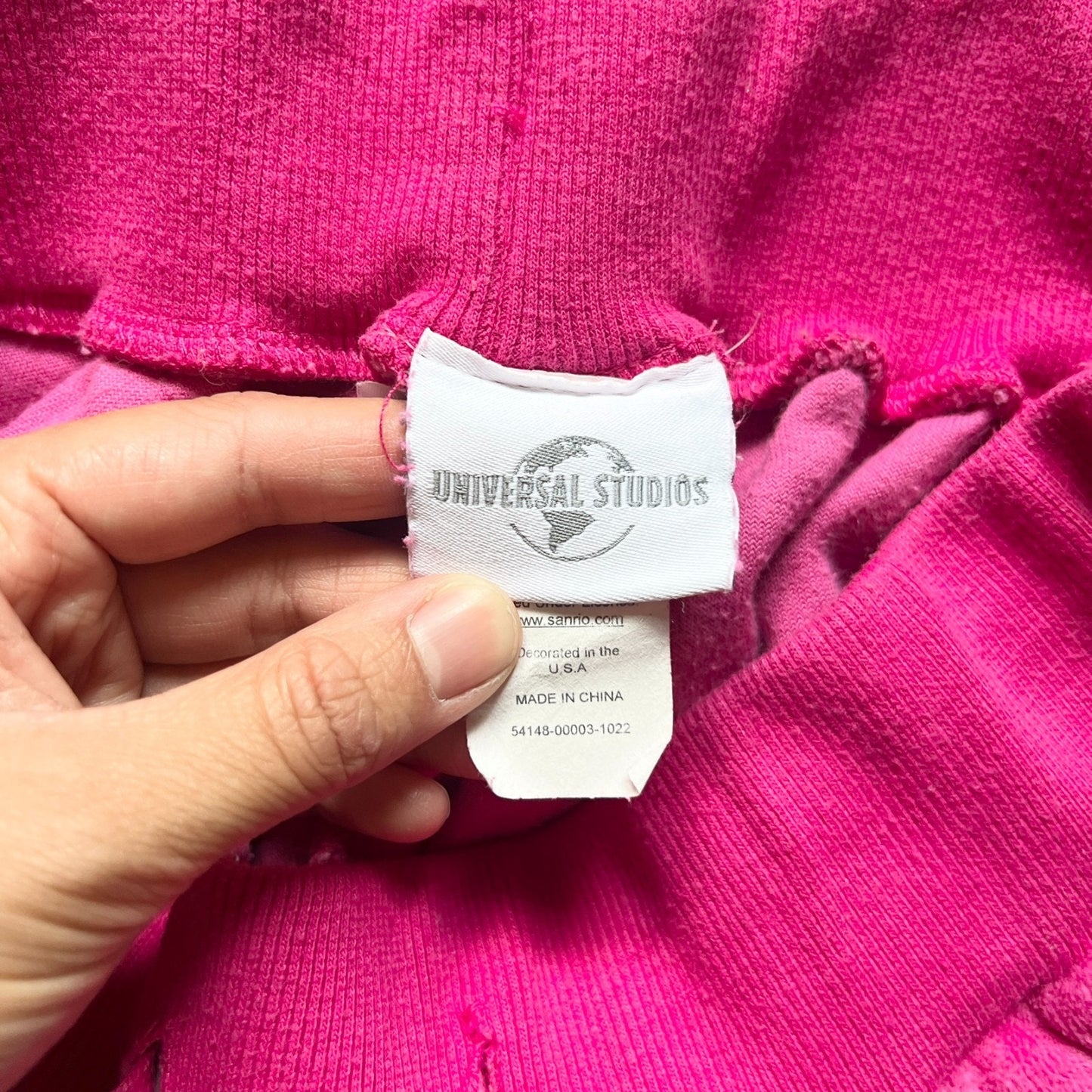 Hello Kitty Womens Tracksuit Pants Size S Hot Pink Velvet Rhinestone Baggy Y2K Kawaii
