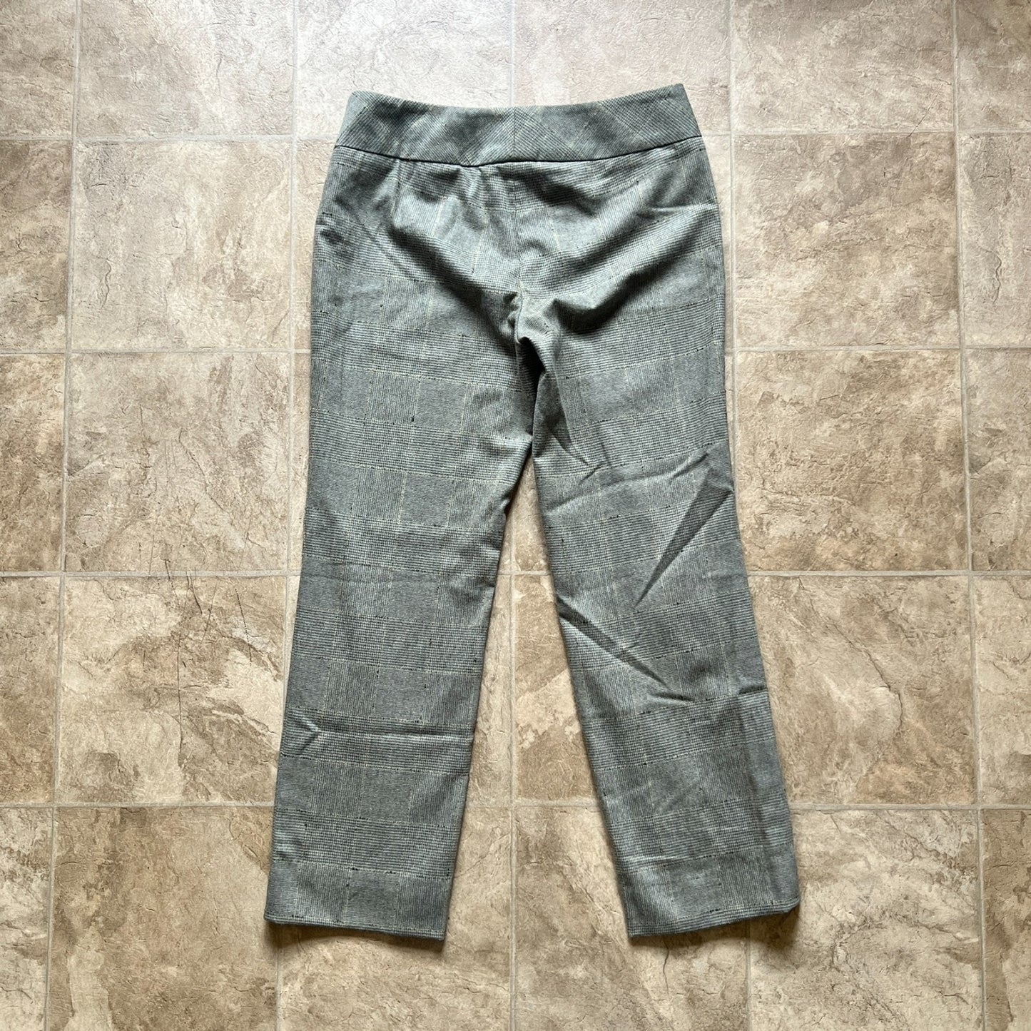 Worth New York Womens Wool Blend Dress Pants Size 4 Plaid Sage Gray Straight Leg Low Rise Formal