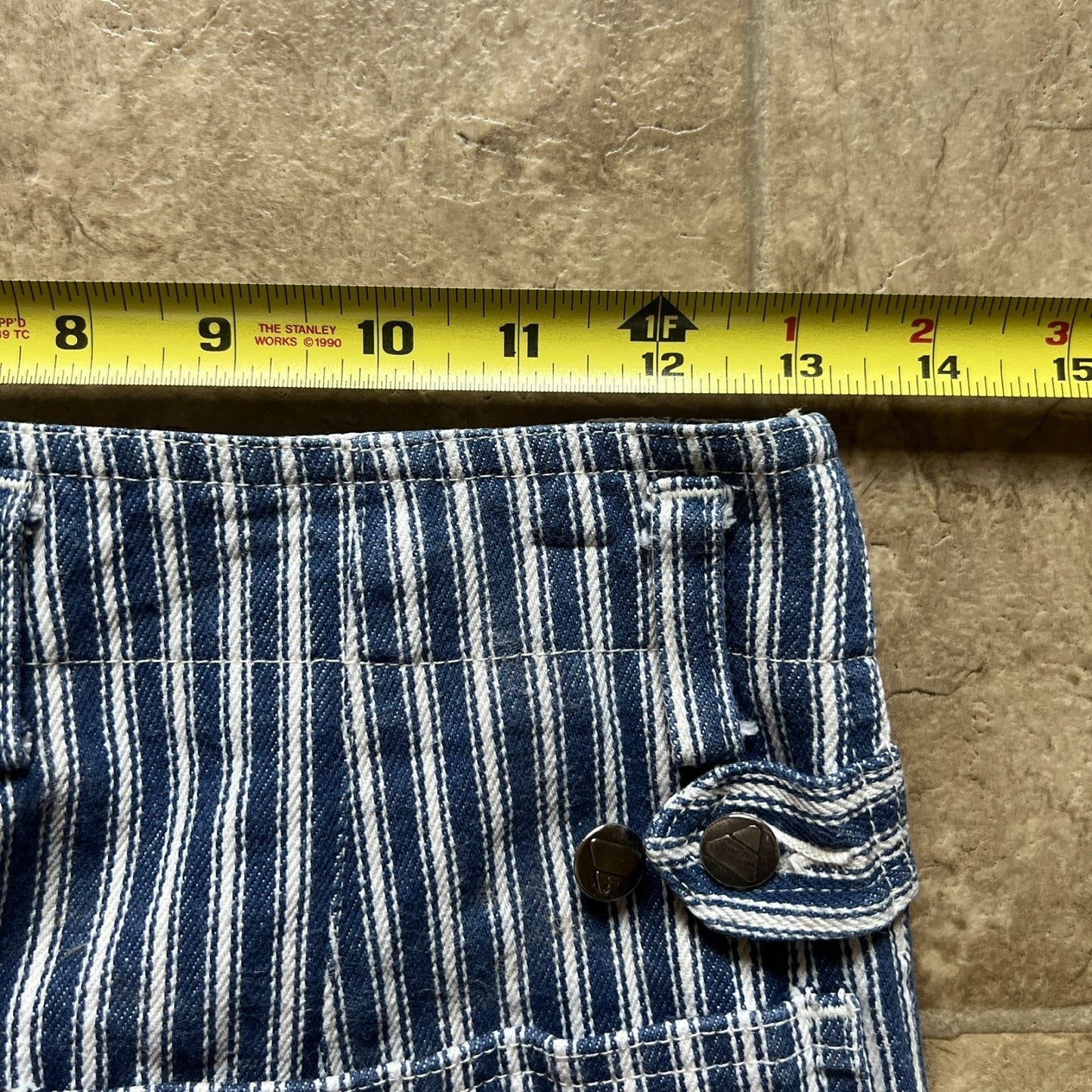 Vintage 90s Lizwear Womens Striped Denim Pants High Waisted Straight Leg Blue White Nautical Coastal