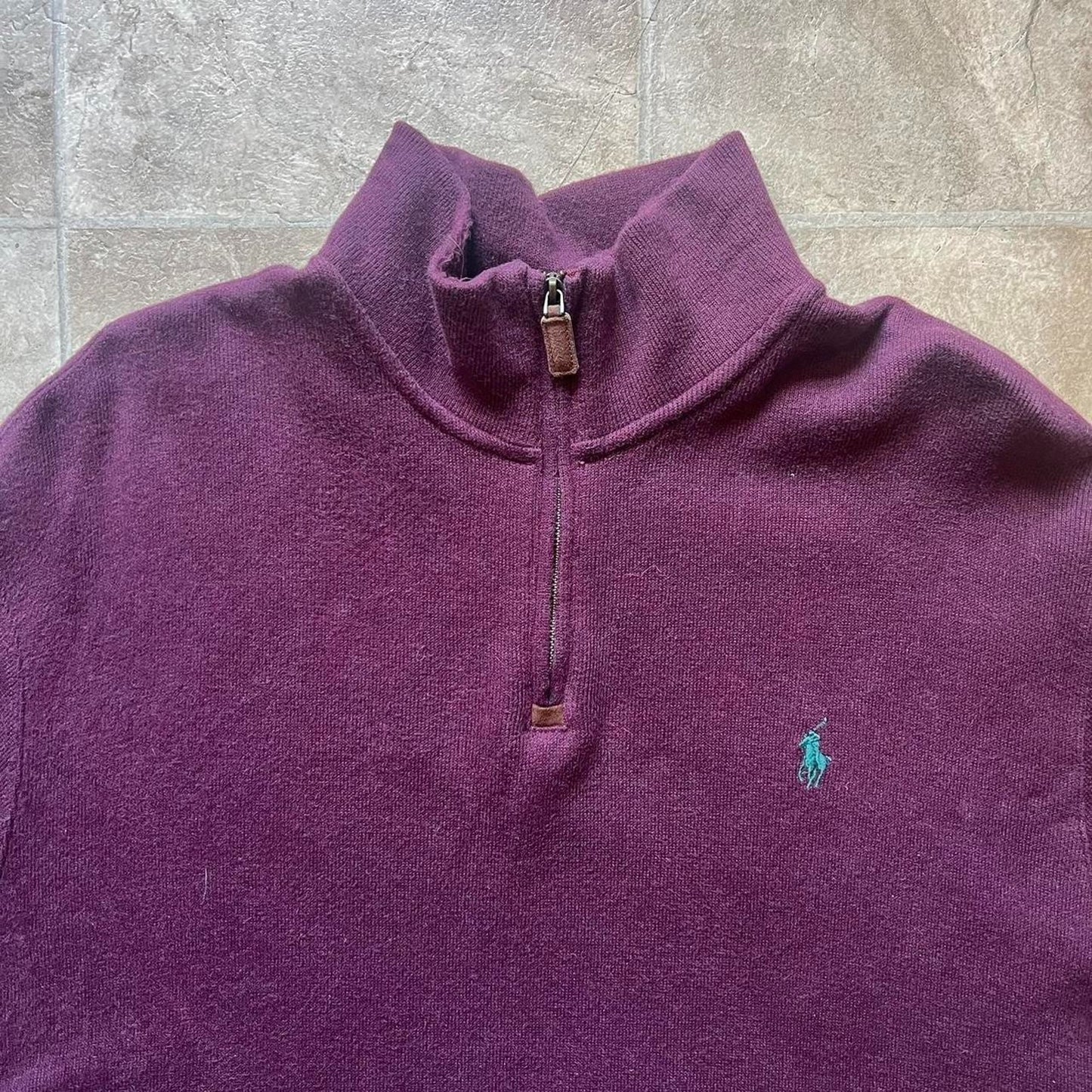 Polo Ralph Lauren Mens 1/4 Zip Sweater Size XXL Burgundy Purple Embroidered Pony Logo