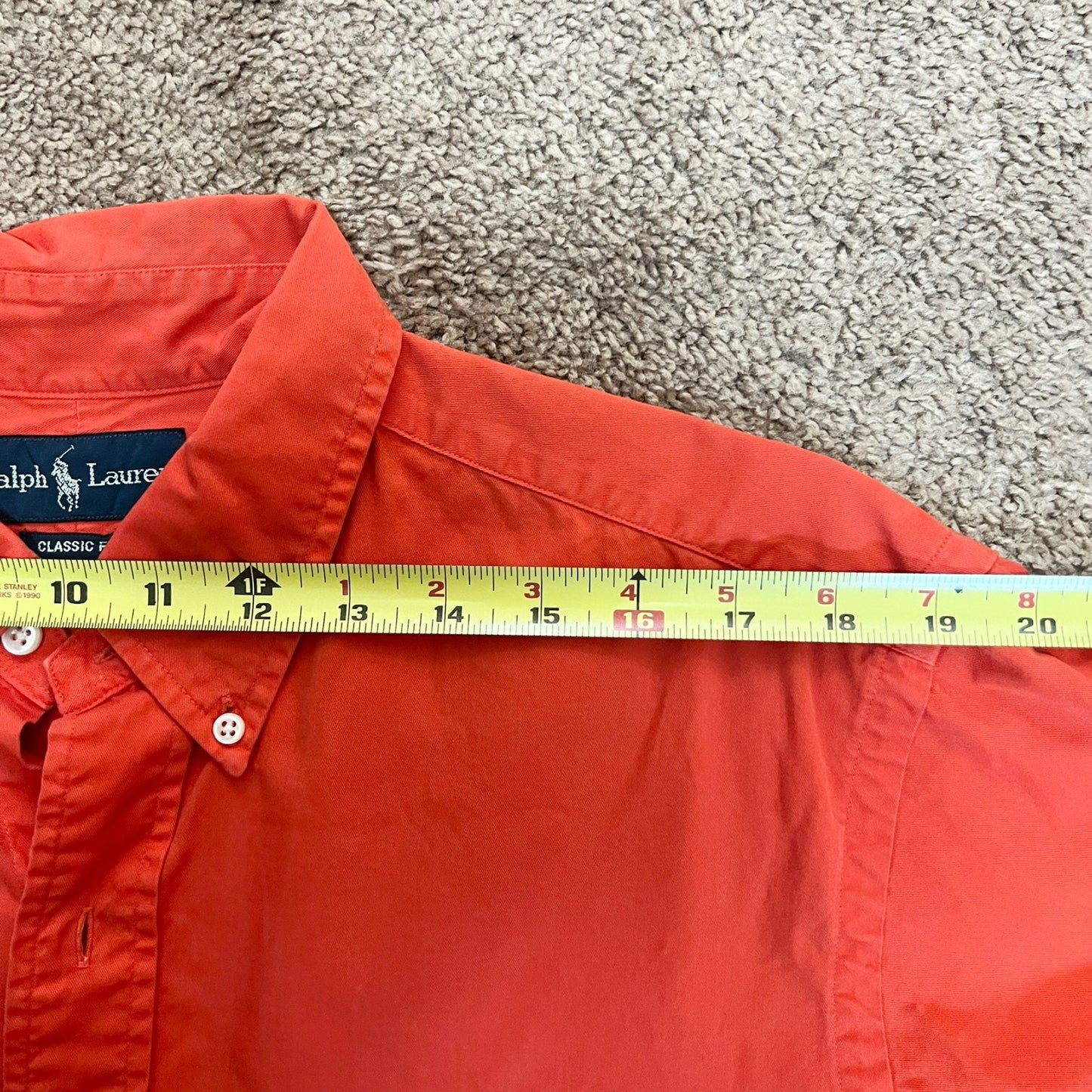Vtg 90s Ralph Lauren Button-down L Red Orange Blue Pony Classic Preppy Statement