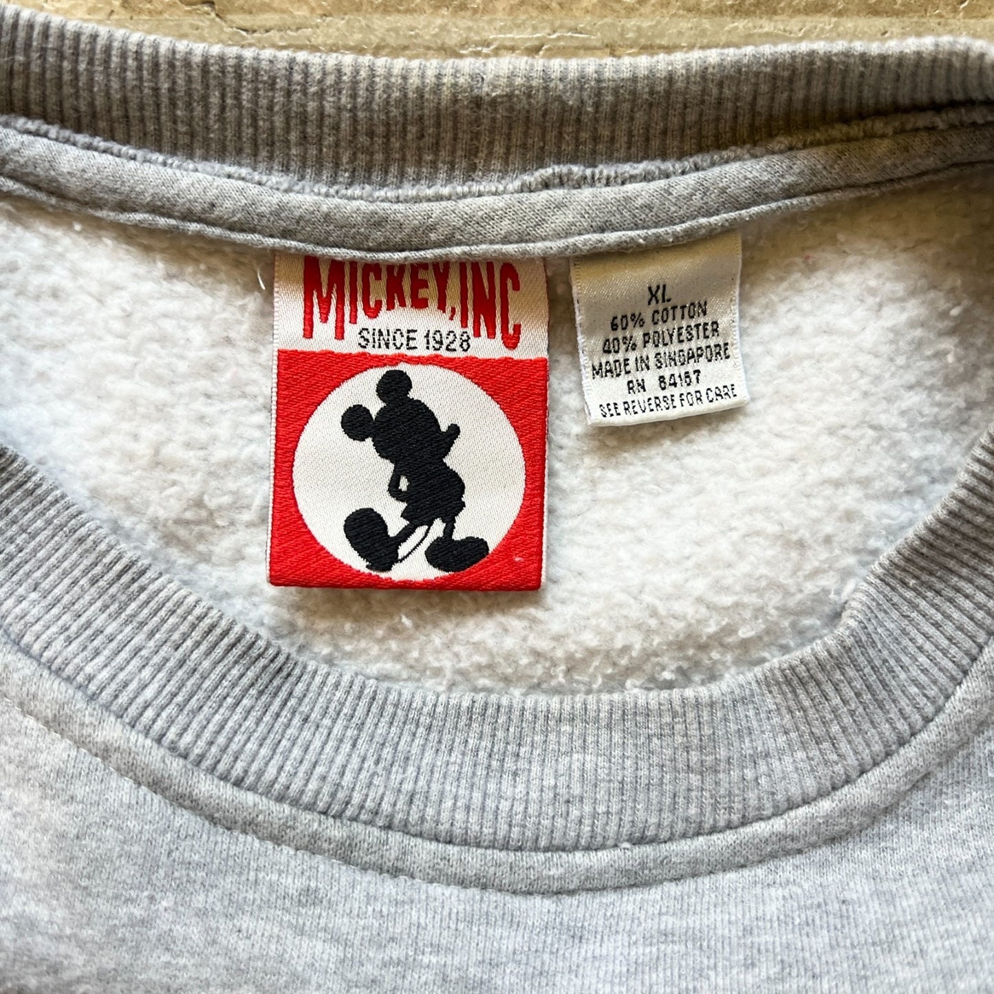 Vintage 90s Mickey Mouse Mens Pullover Sweatshirt Size XL Gray Embroidered Disney Retro