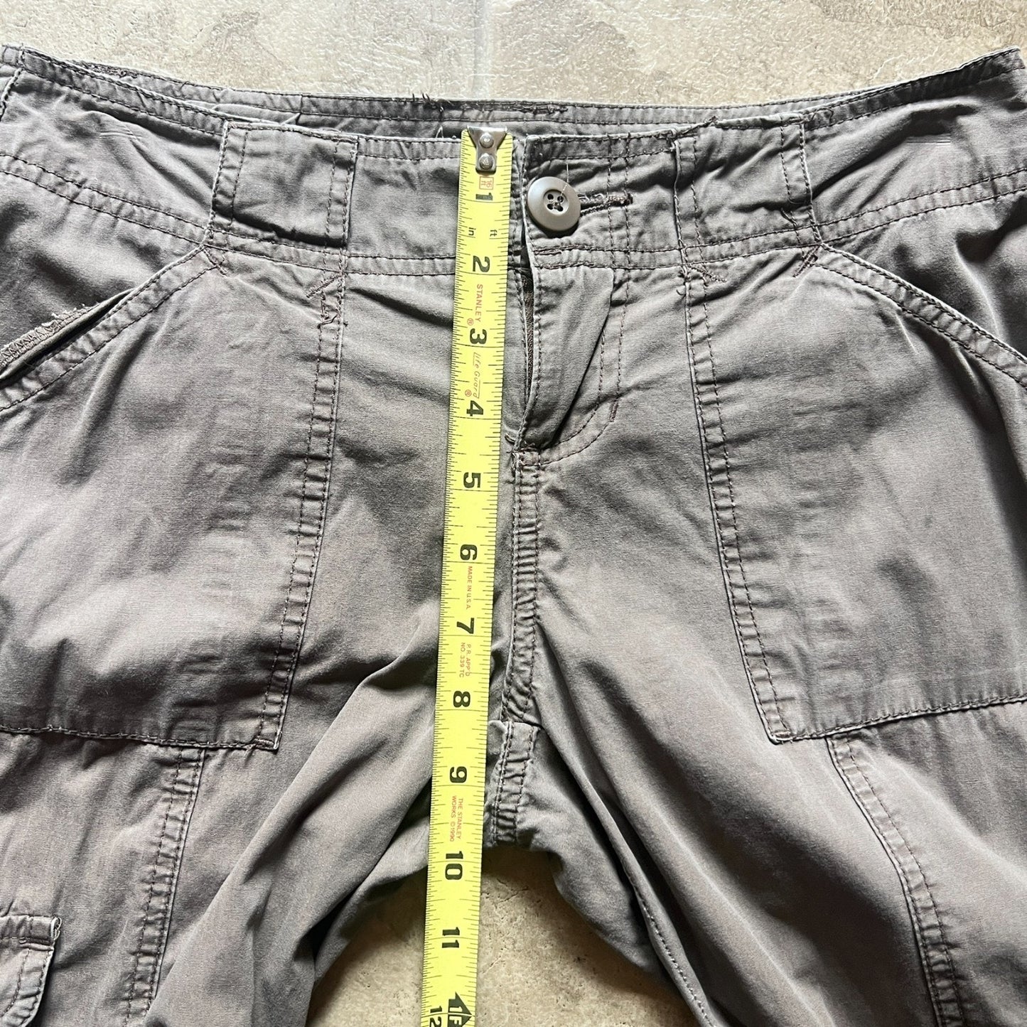 Vintage Y2K SO Wear It Declare It Womens Cargo Capri Pants Size 1 Taupe Brown Low Rise Grunge Skater