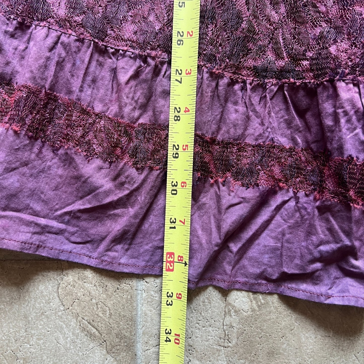 Vintage 90s Bill Blass Womens Denim Maxi Skirt Size 10 Burgundy Lace