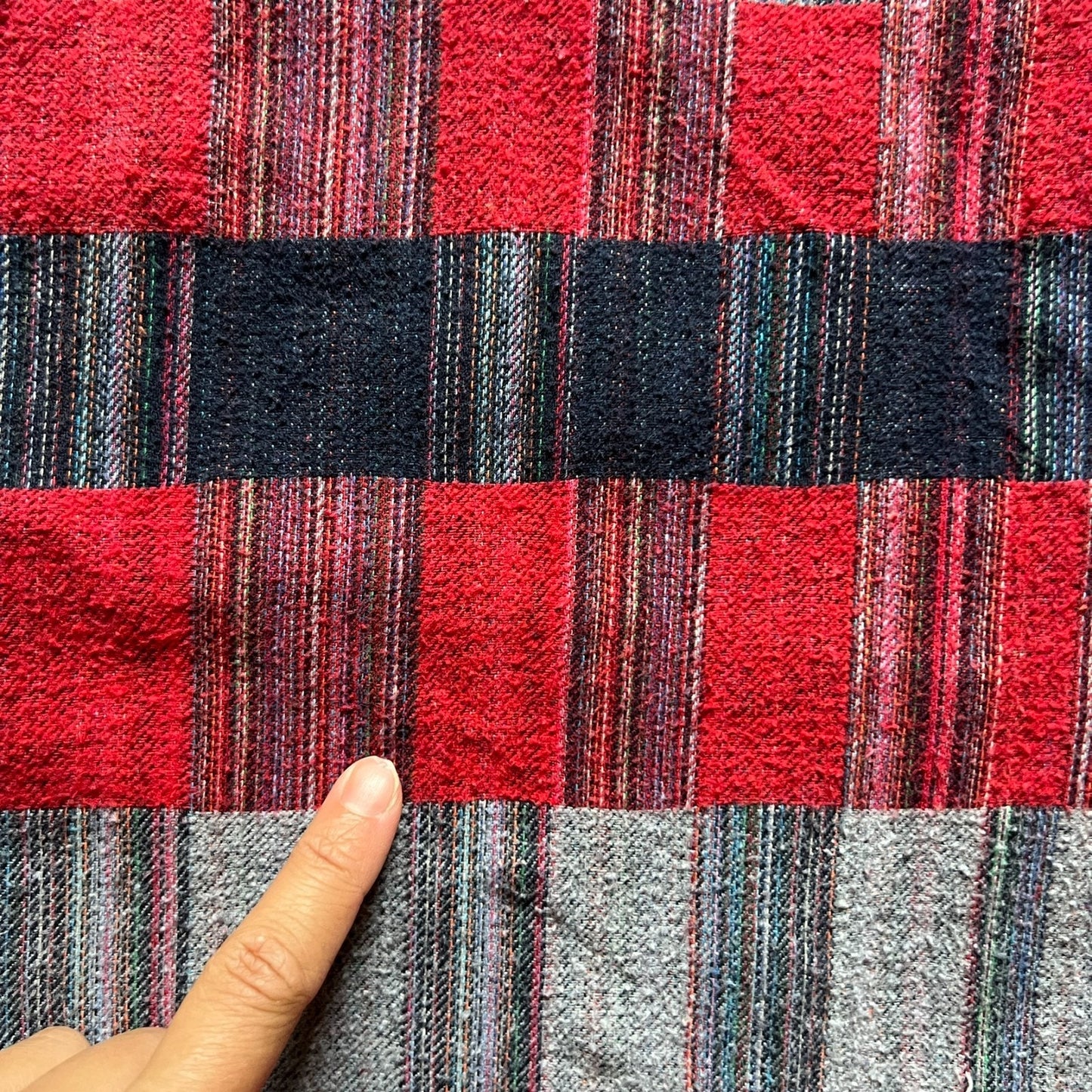 Womens Denim Flannel Shirt Red Blue Plaid Cabincore Camping Autumn
