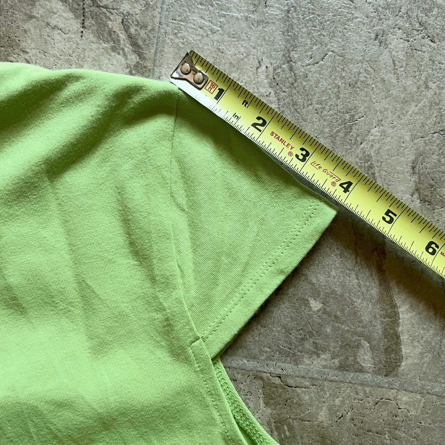 Vintage Y2K Apostrophe Womens Chartreuse Green Top Size LP Ruched Circle Ring