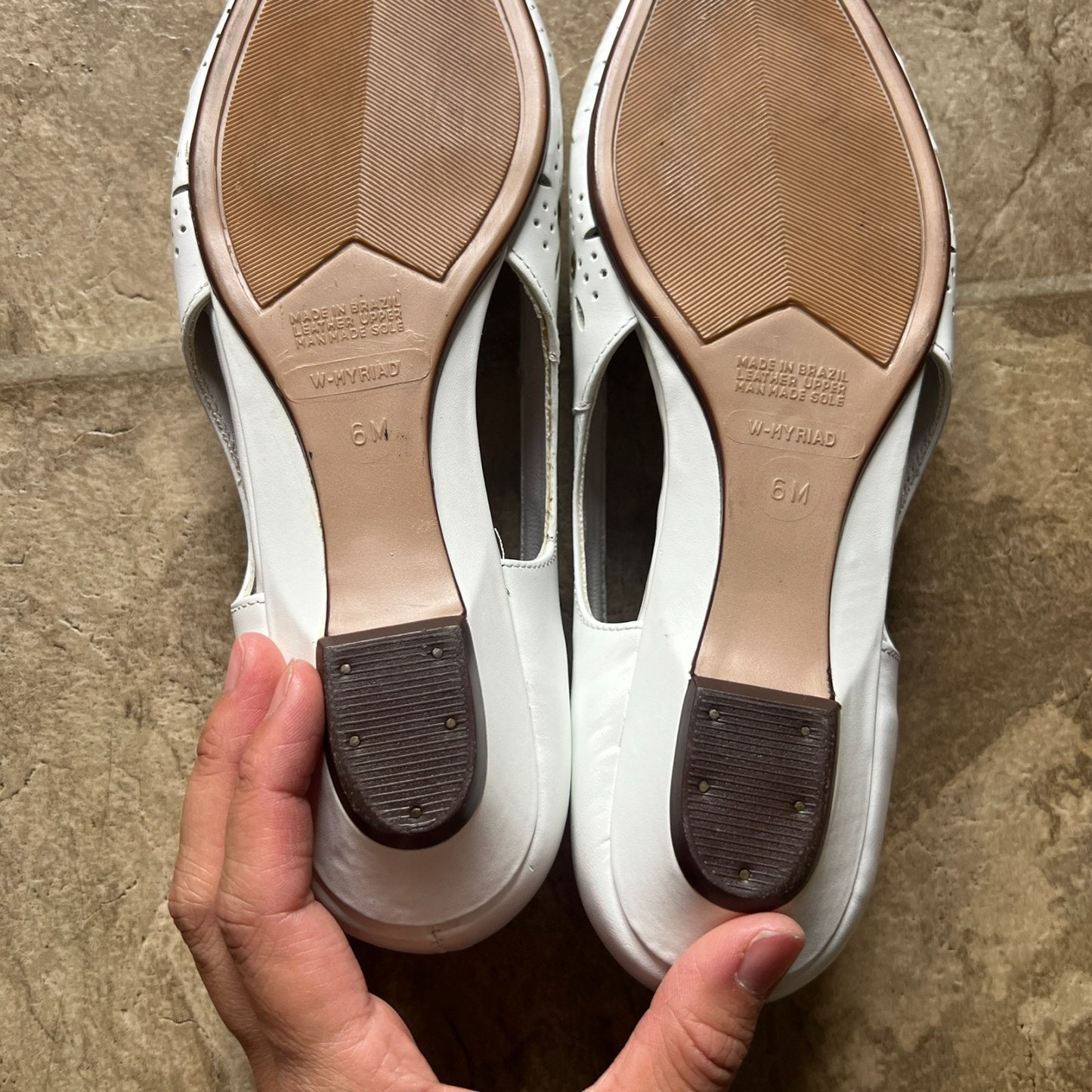 Vintage Westies Womens Ballet Flats Size 6 White Leather Cut Out Accents Dainty