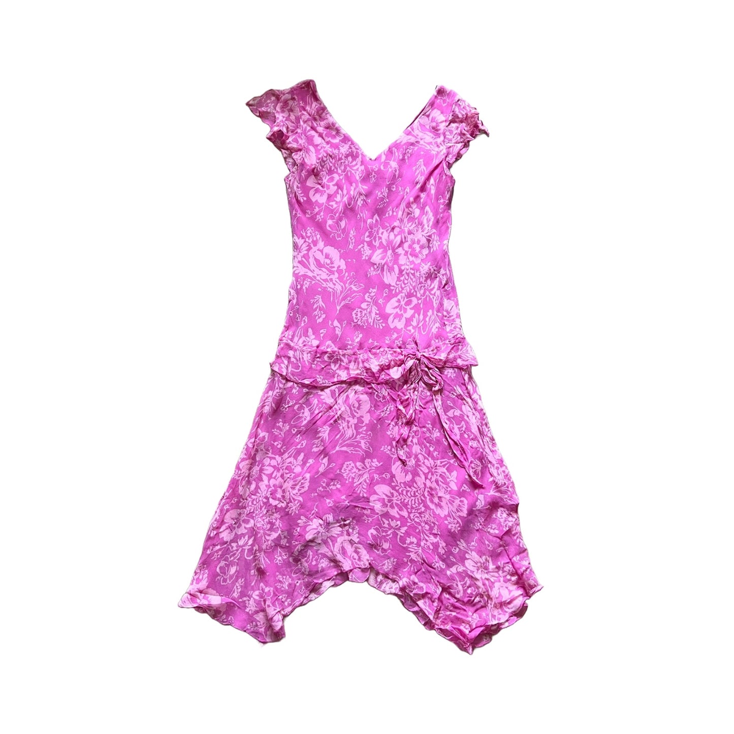 Vtg Y2K Jonathan Martin Midi Dress 100% Silk Floral Fairy Feminine Elle Woods