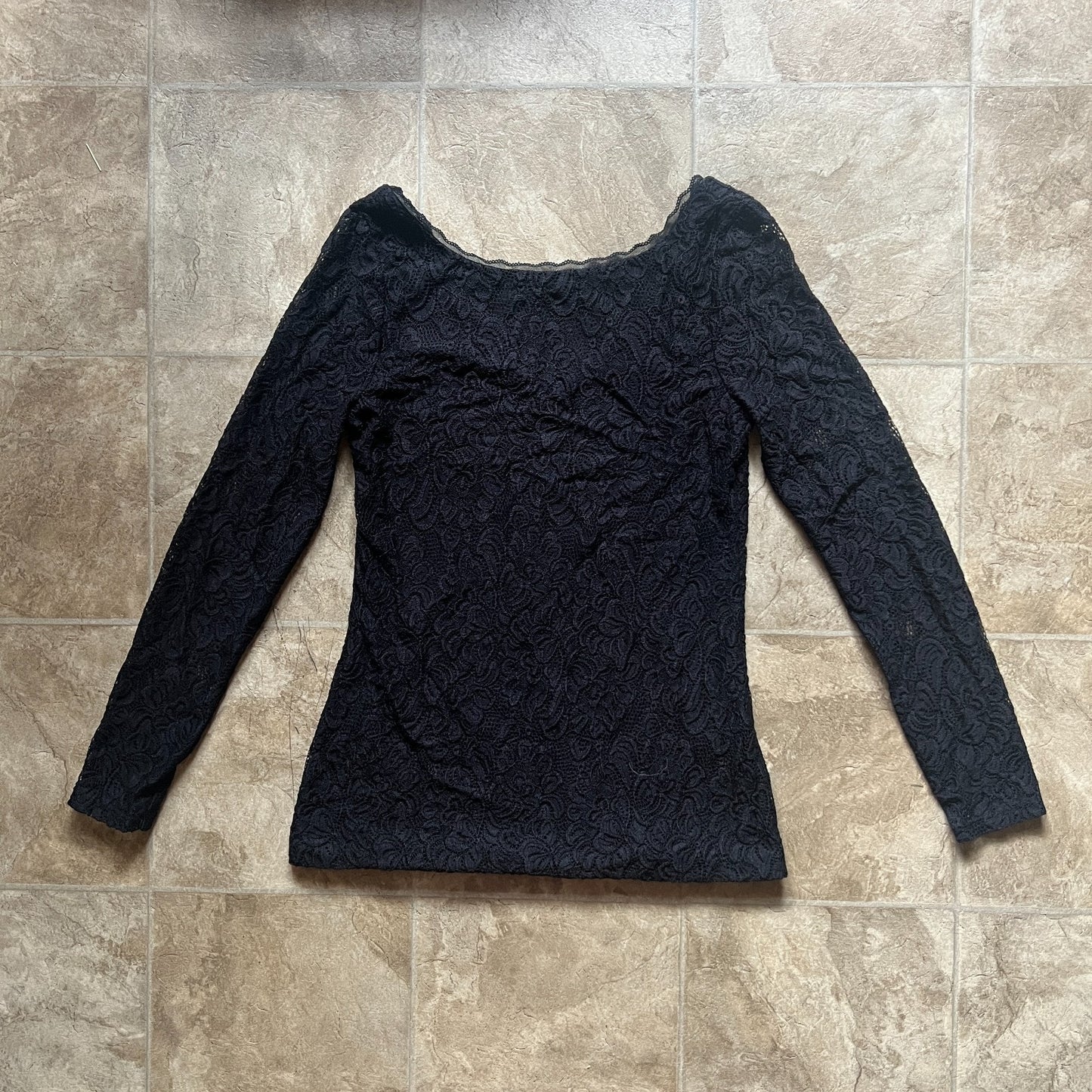 Womens Black Lace Long Sleeve Top Witchy Vampy Fairy Goth
