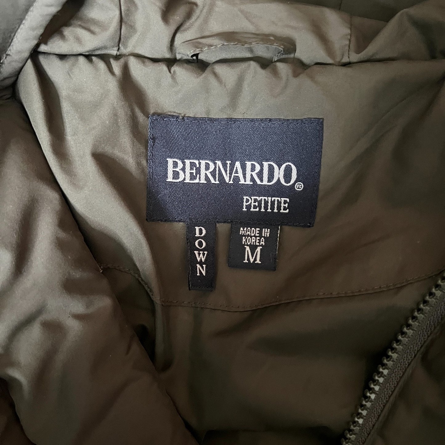 Bernado Womens Down Puffer Long Jacket Coat Size M Khaki Green Gorpcore Outdoor