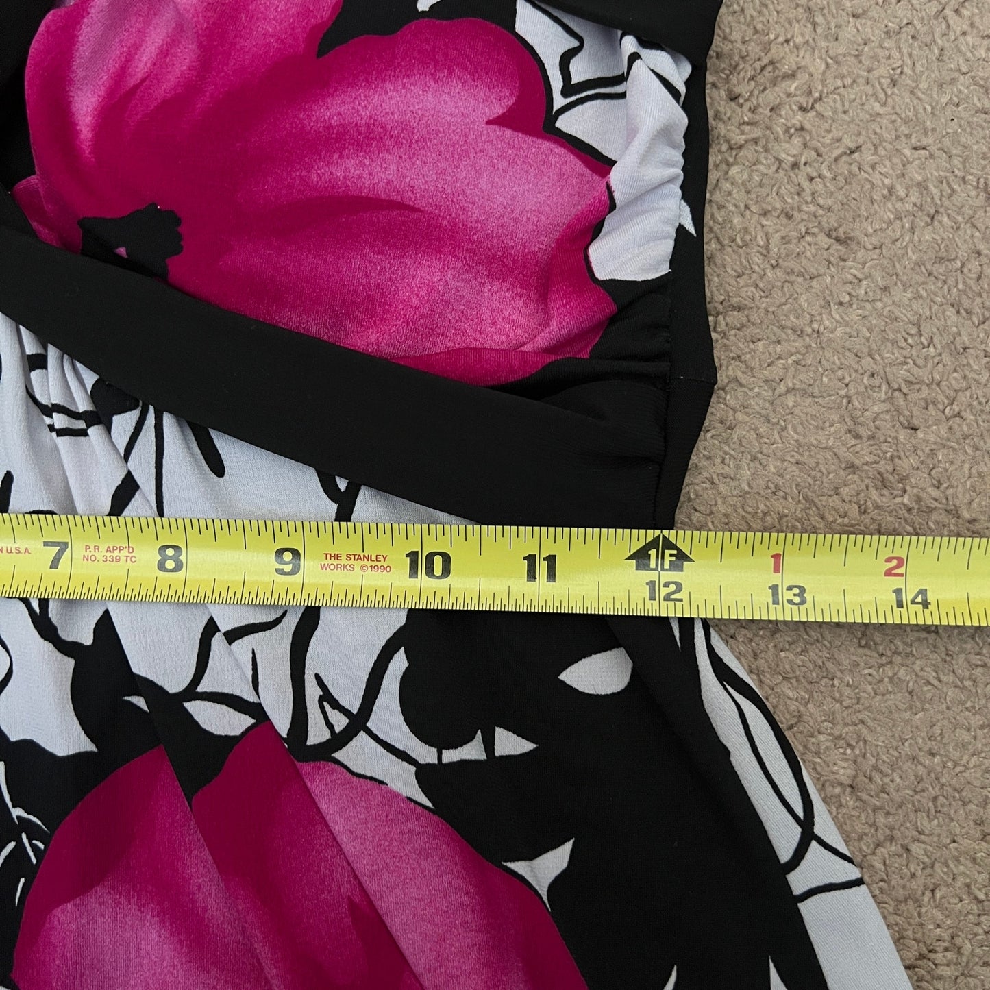 Vtg Y2K Babydoll Halter Dress Size S Black Pink Floral Slinky Feminine Fairy Resort