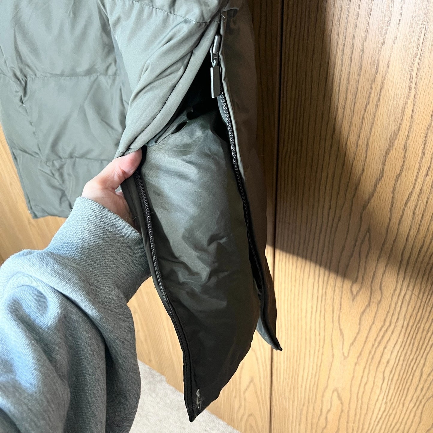 Bernado Womens Down Puffer Long Jacket Coat Size M Khaki Green Gorpcore Outdoor