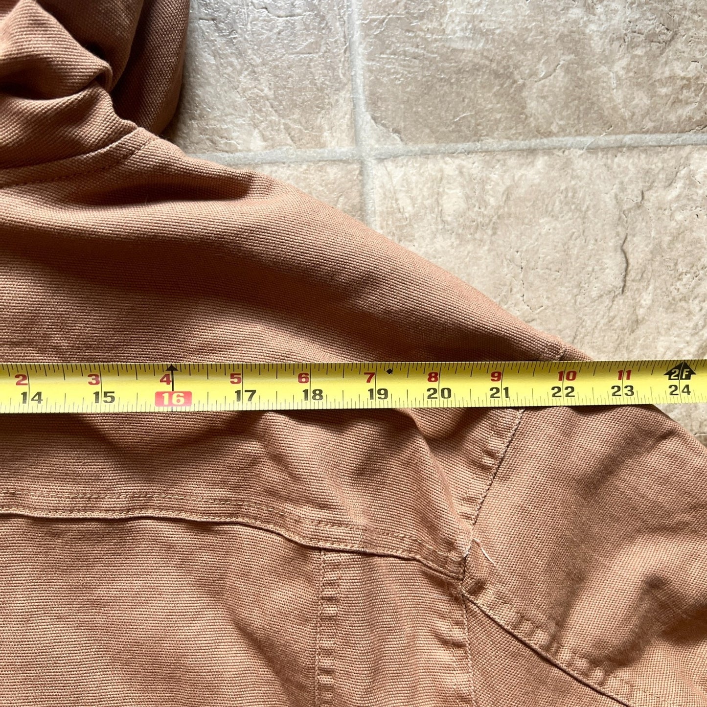 Duluth Trading Mens Canvas Work Jacket Size XL Tall Brown Fleece Lining Hooded