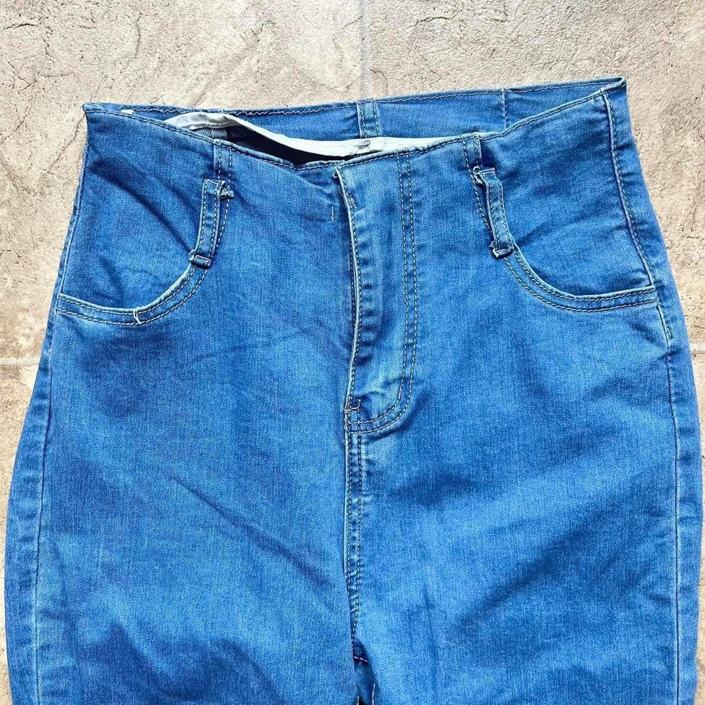 Womens Wide Leg Flare Jeans High Waisted Light Wash Stretchy 70s Inspired