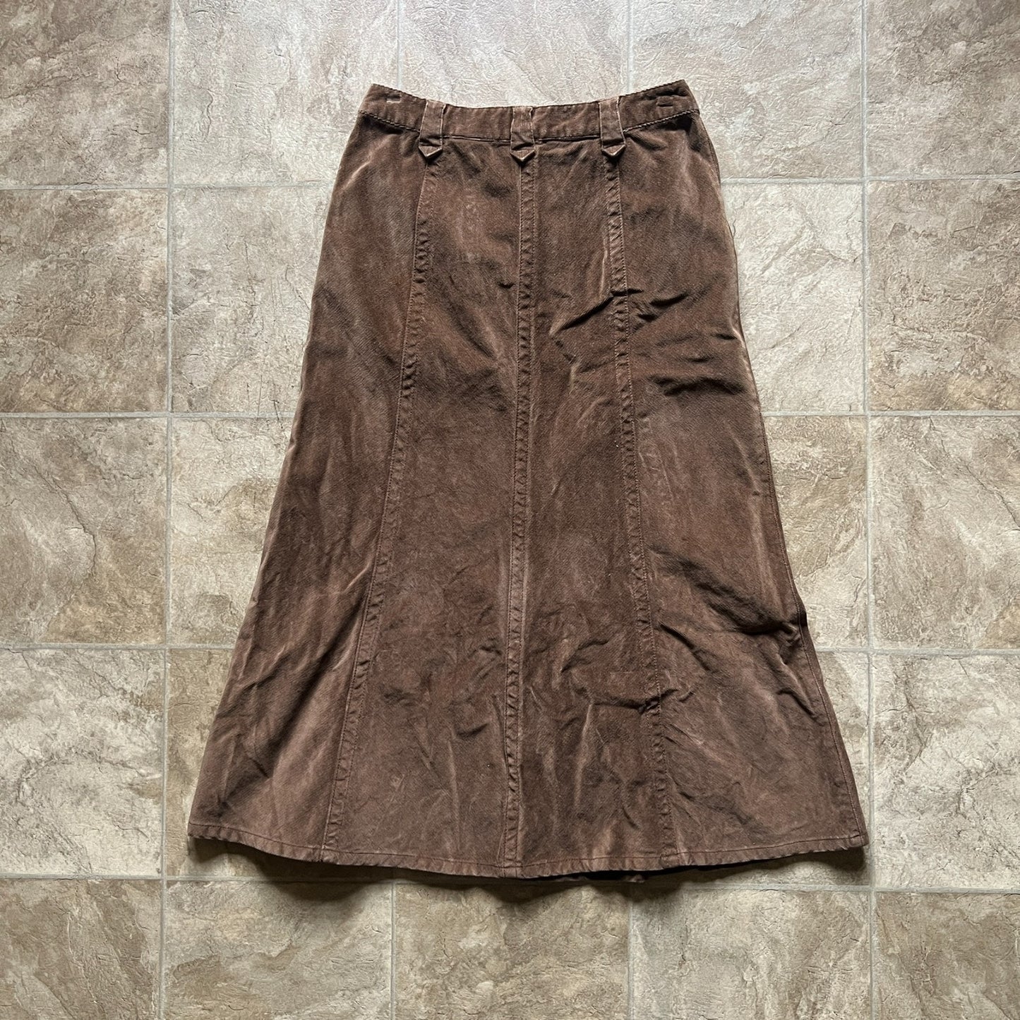 Eddie Bauer Womens Brown Corduroy Midi Long Skirt Size 2 Petite Whimsigoth Boho