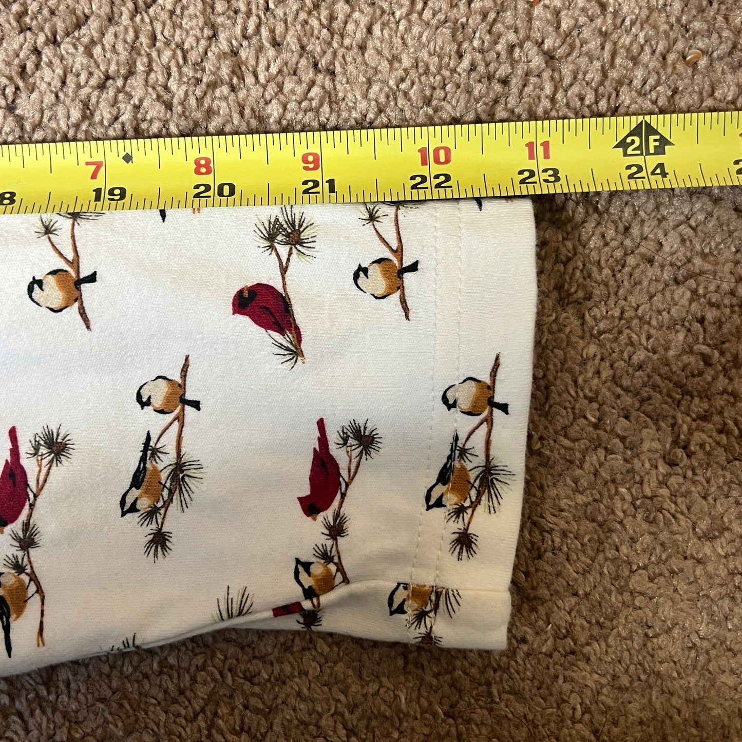 Croft & Barrow Bird Print Mock Neck Long Sleeve XL White Multi-color Christmas Holiday Nature