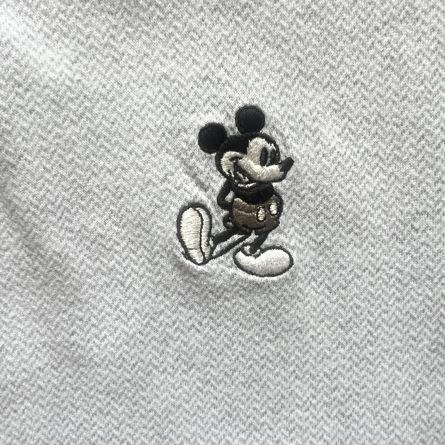 Vtg Disney World Mens Mickey Embroidered Polo T-Shirt Gray Golf Preppy Classic