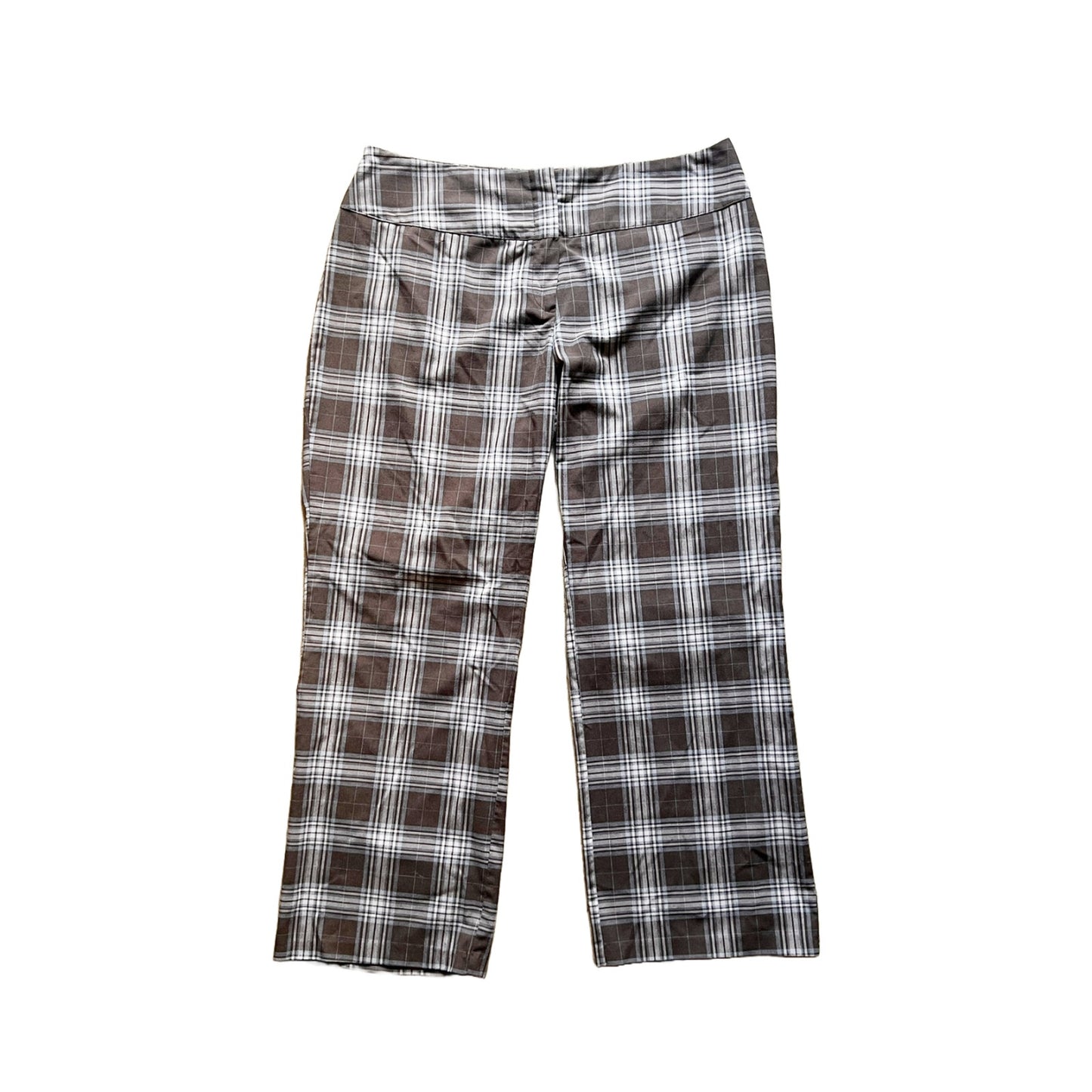 Vintage Y2K Dots Womens Plaid Trousers Size 18 Brown Dark Academia Office Siren