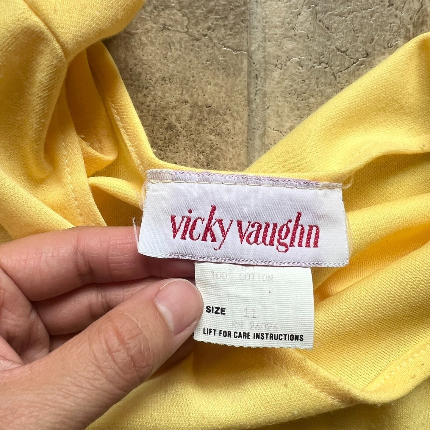 Vintage 70s Vicky Vaughn Womens Fruit Print Yellow Swing Dress Size 11