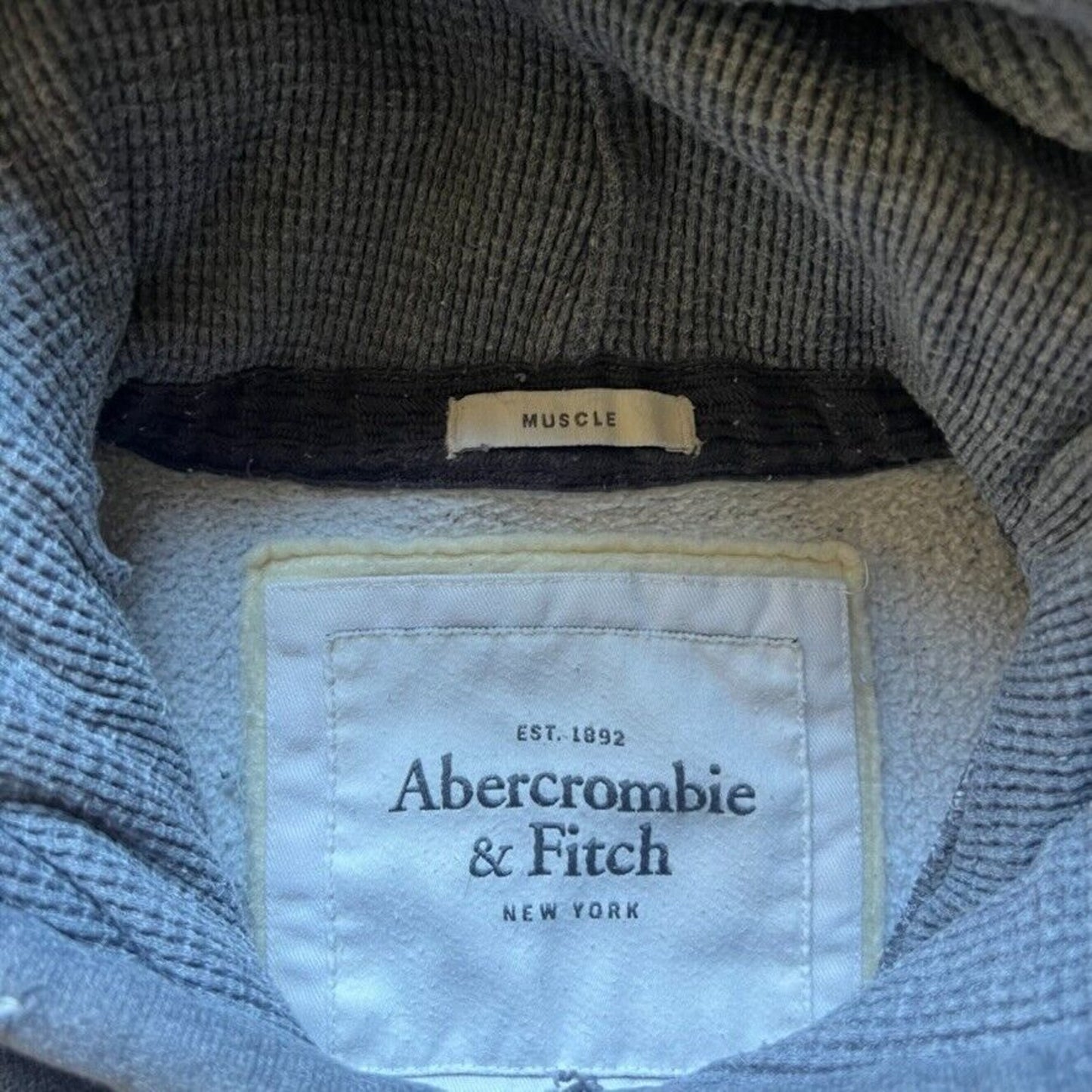 Vintage Y2K Abercrombie & Fitch Mens Hoodie L Muscle Fit Gray