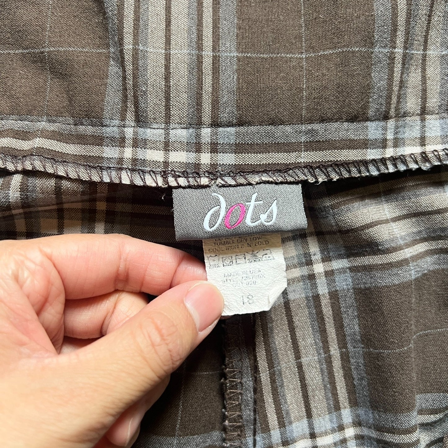 Vintage Y2K Dots Womens Plaid Trousers Size 18 Brown Dark Academia Office Siren