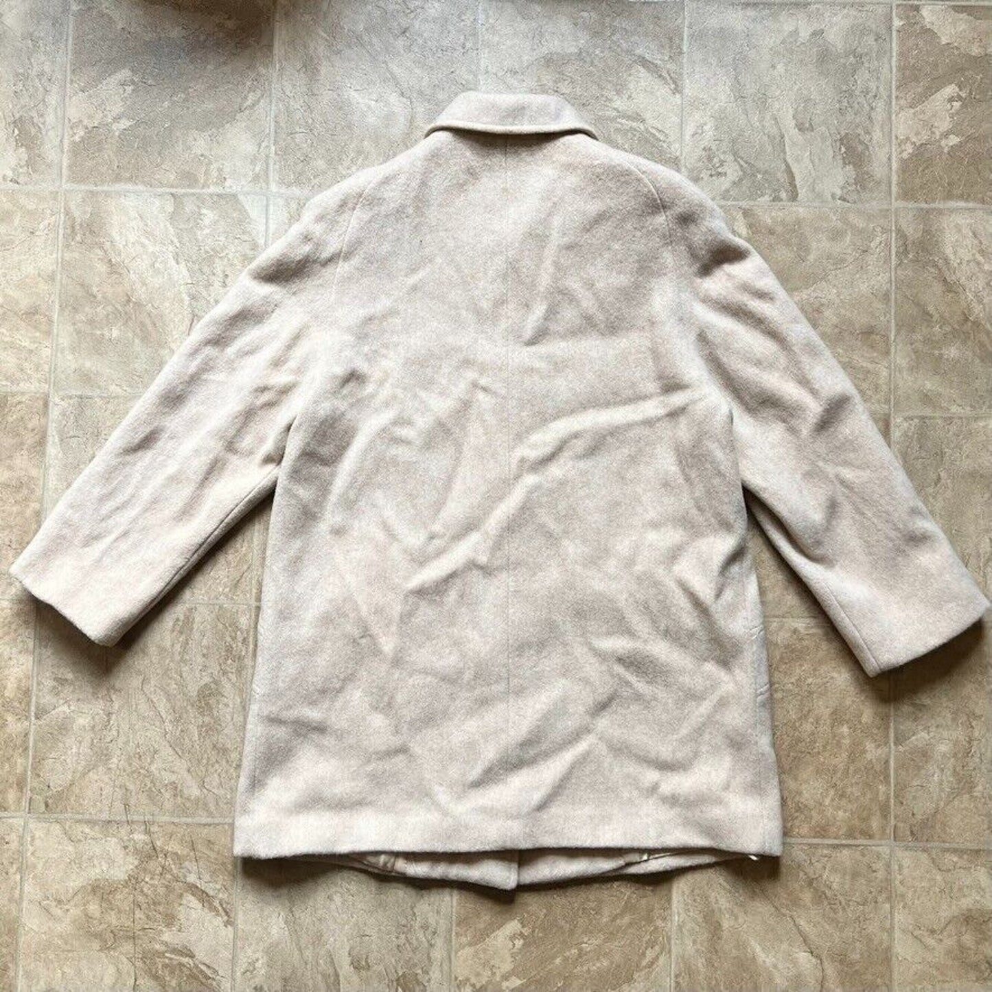 Vintage Herman Kay Womens Wool Blend Trench Coat M Beige Cream