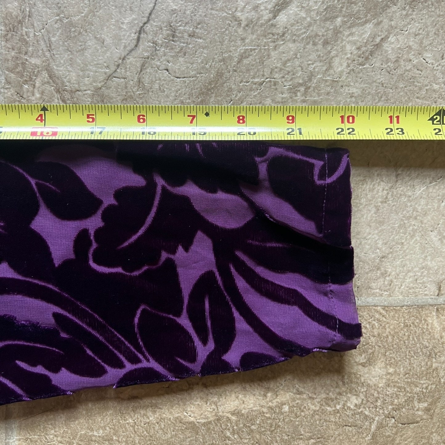 Silk Lore by Beth Terrell Womens Silk Top Size S Purple Velvet Burnout Floral