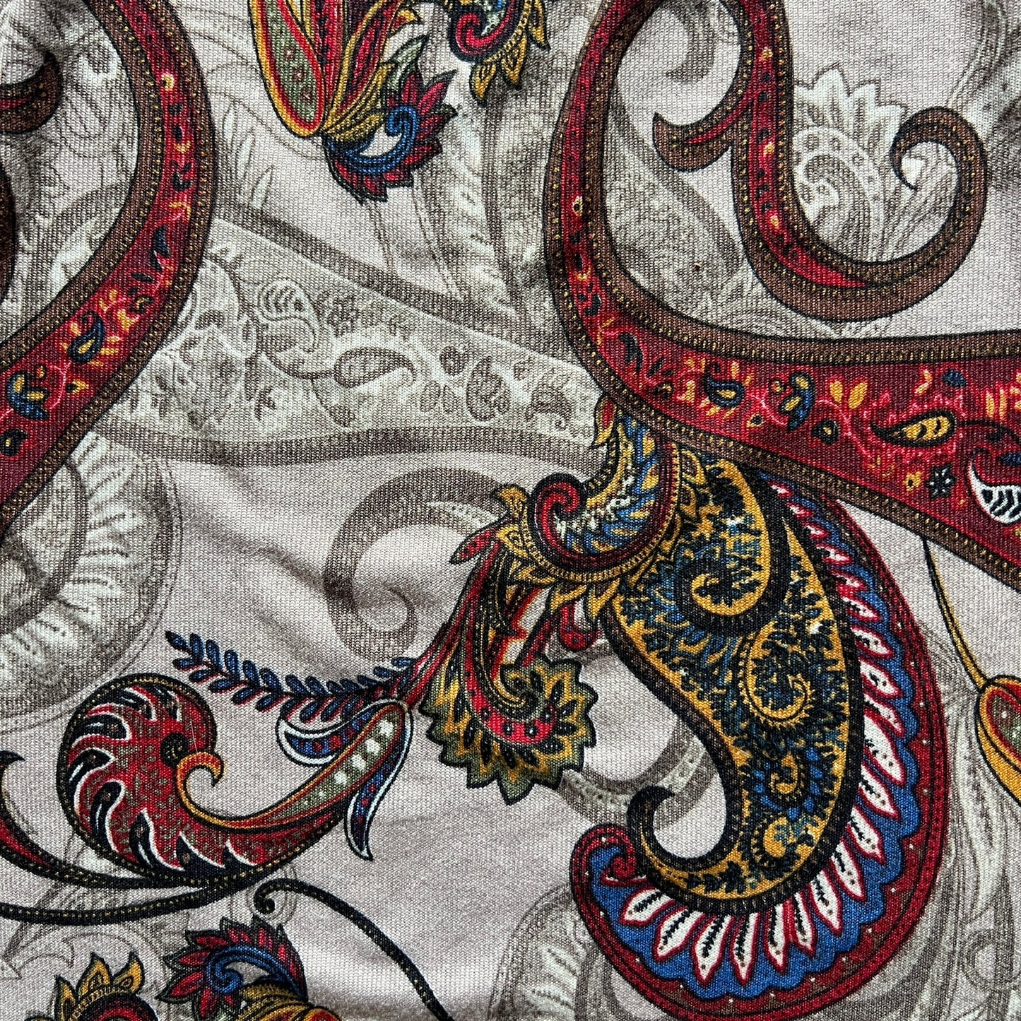 Win Win Womens Flare Sleeve Top Size S-M Beige Multi-color Paisley Crochet
