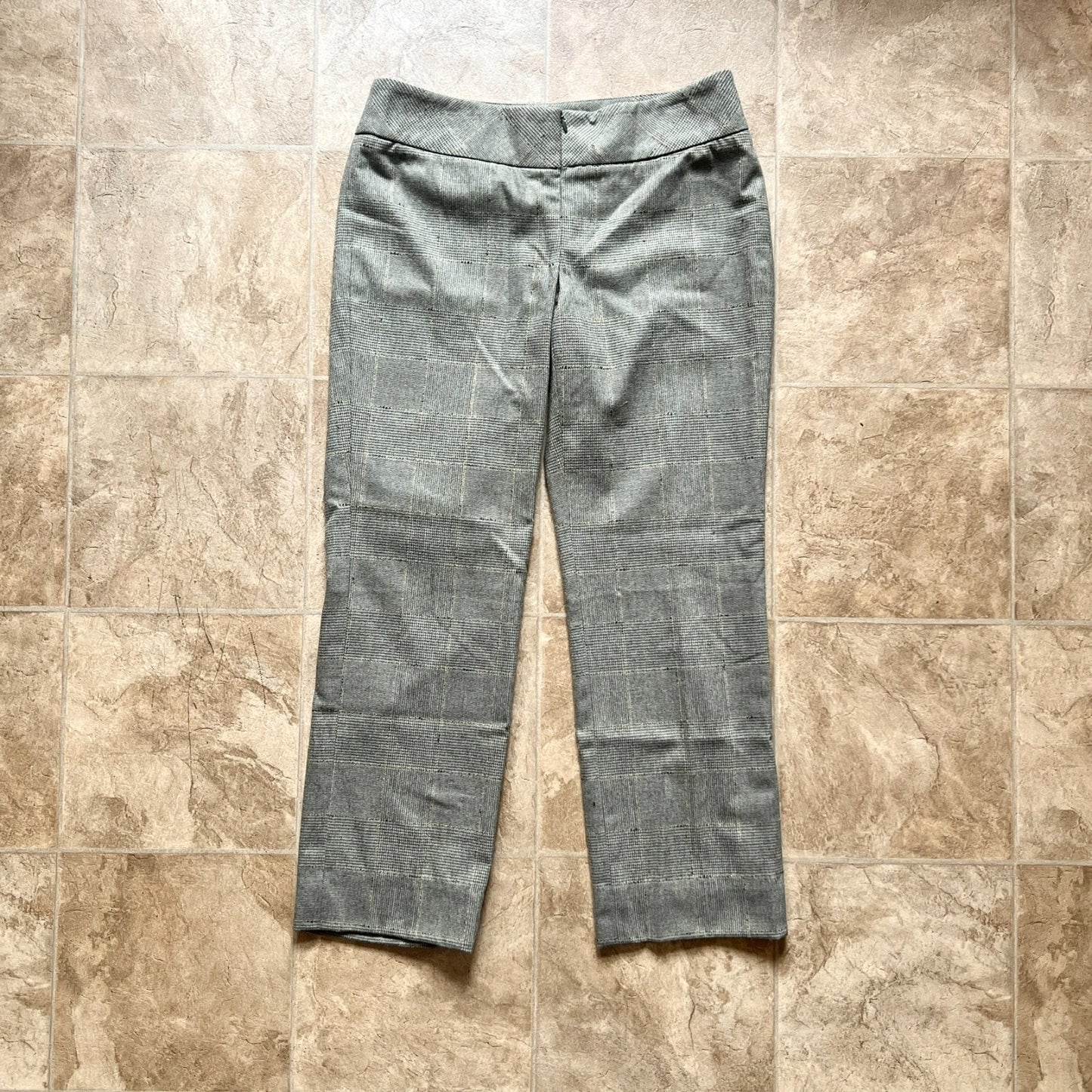 Worth New York Womens Wool Blend Dress Pants Size 4 Plaid Sage Gray Straight Leg Low Rise Formal