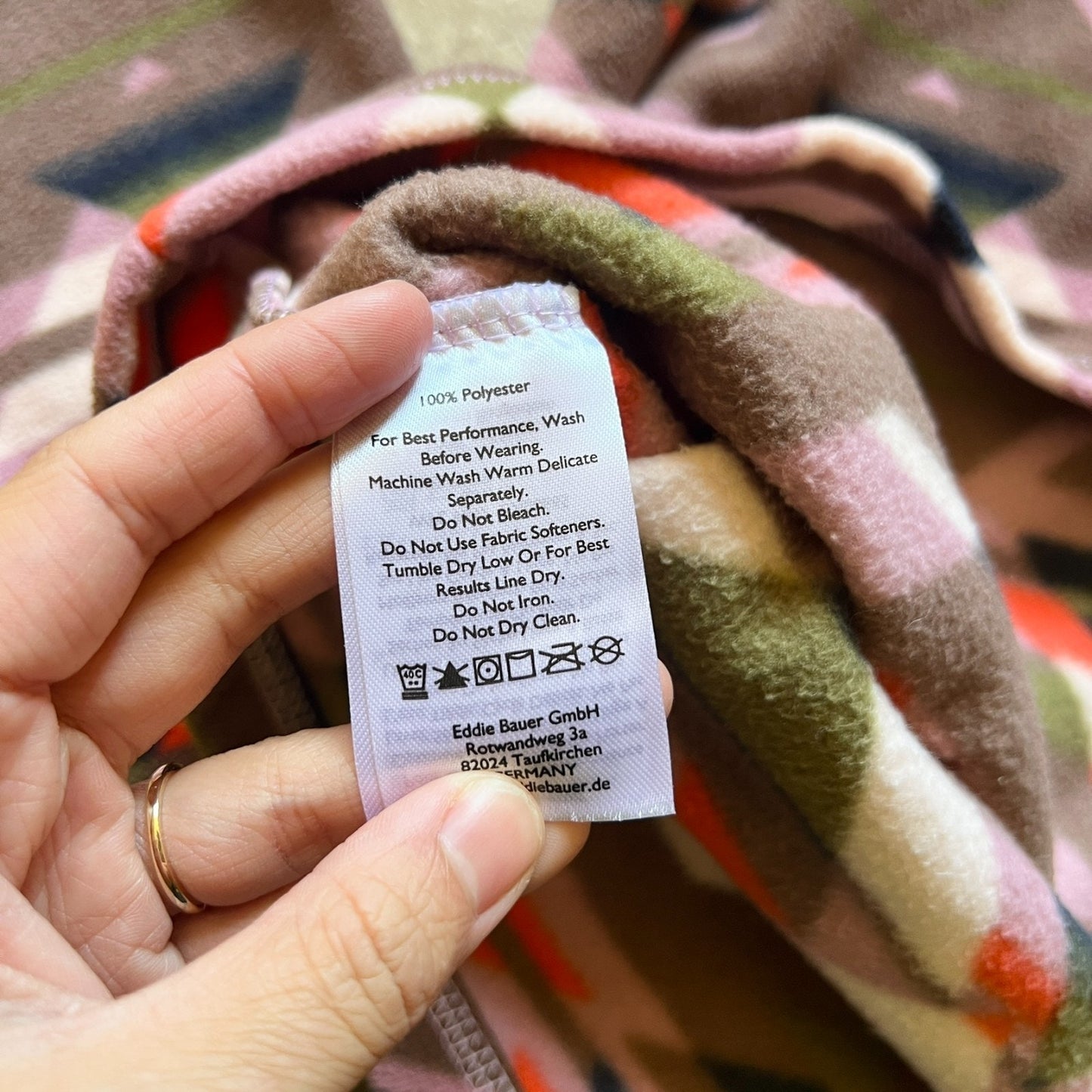 Eddie Bauer Womens Fleece 1/4 Zip Sweater Size M Multi-color Geometric Tribal Mountain Outdoor Hiking