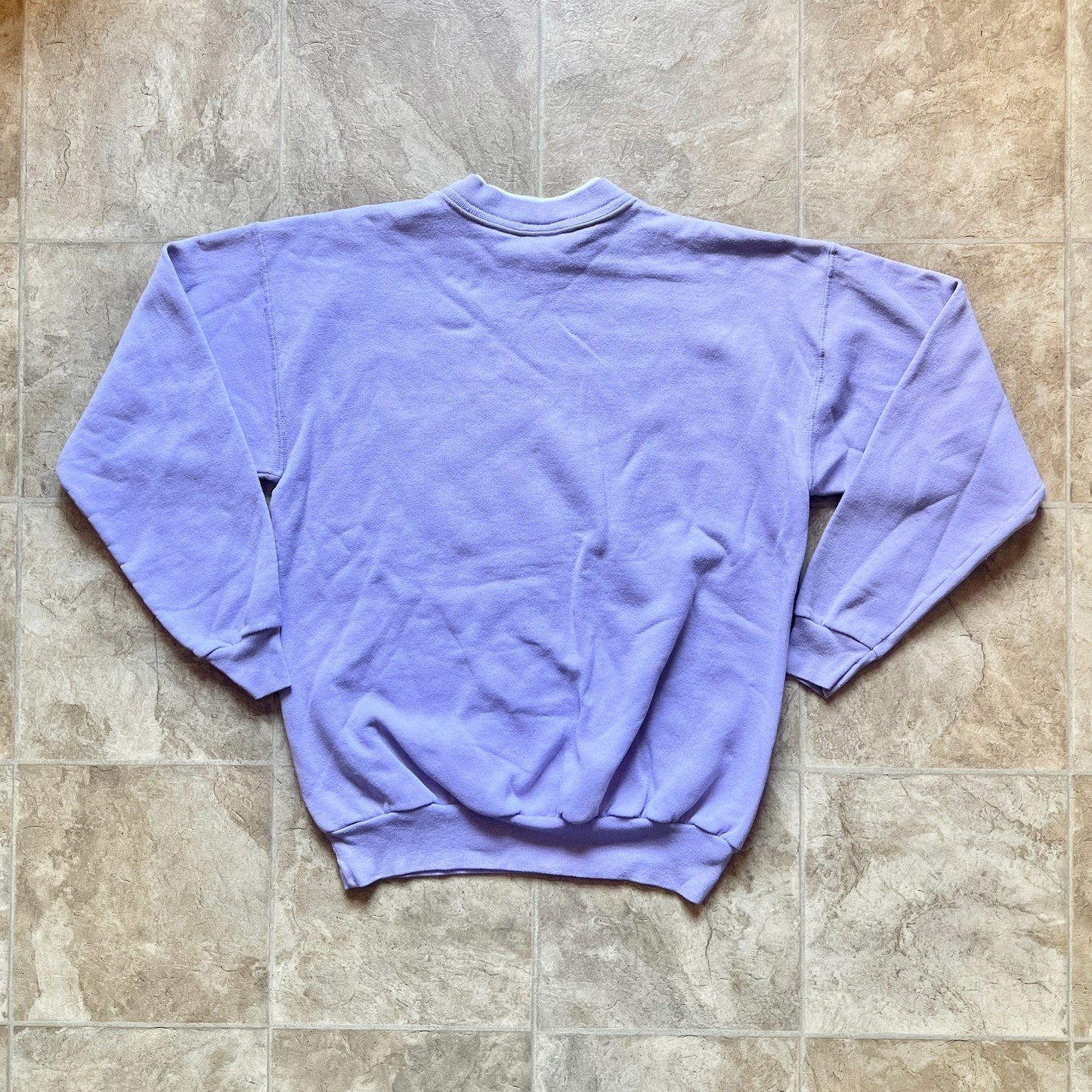 Vintage 90s Morning Sun Womens Sweatshirt Lilac Purple Rhinestones Faux Double Collar Winter Scenery