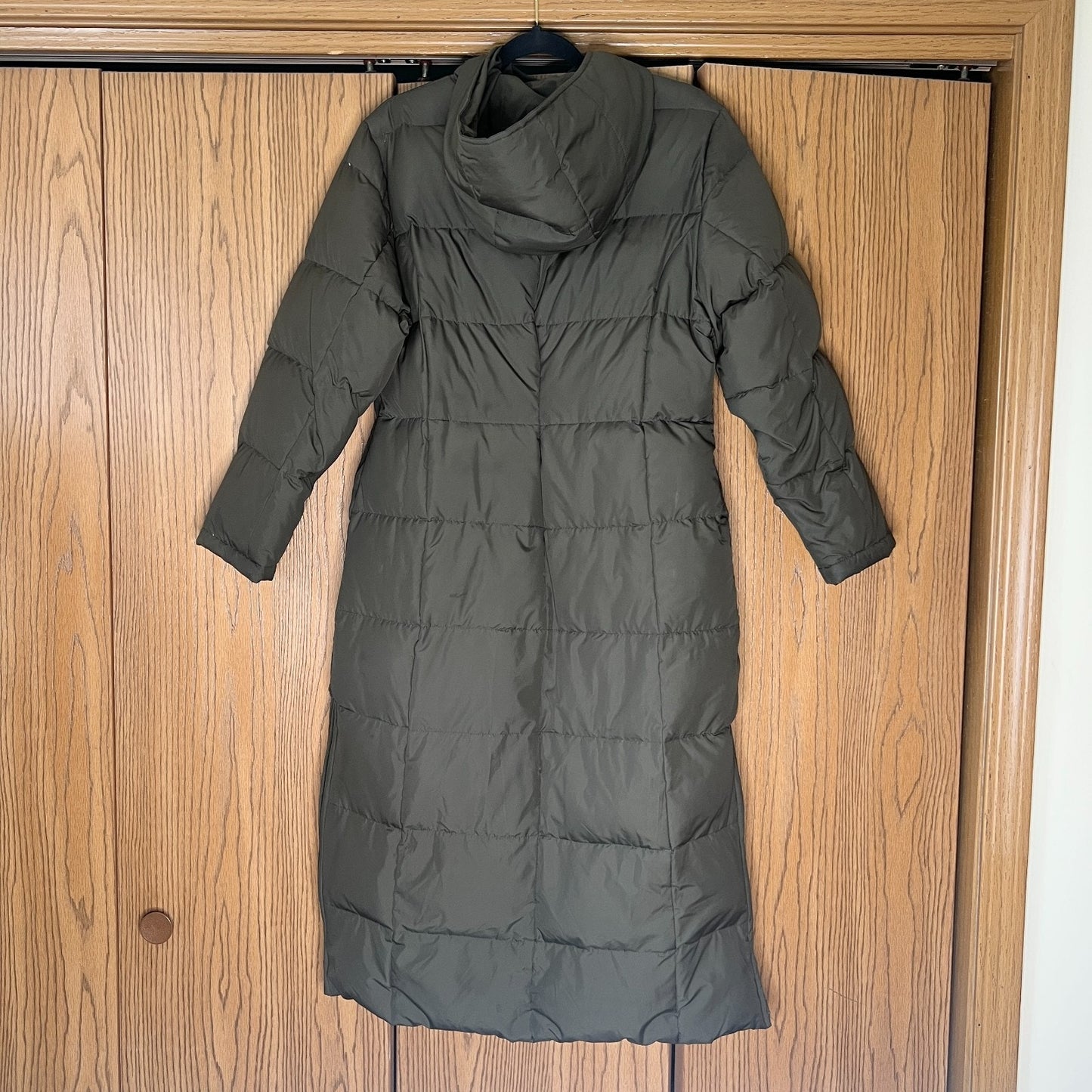 Bernado Womens Down Puffer Long Jacket Coat Size M Khaki Green Gorpcore Outdoor