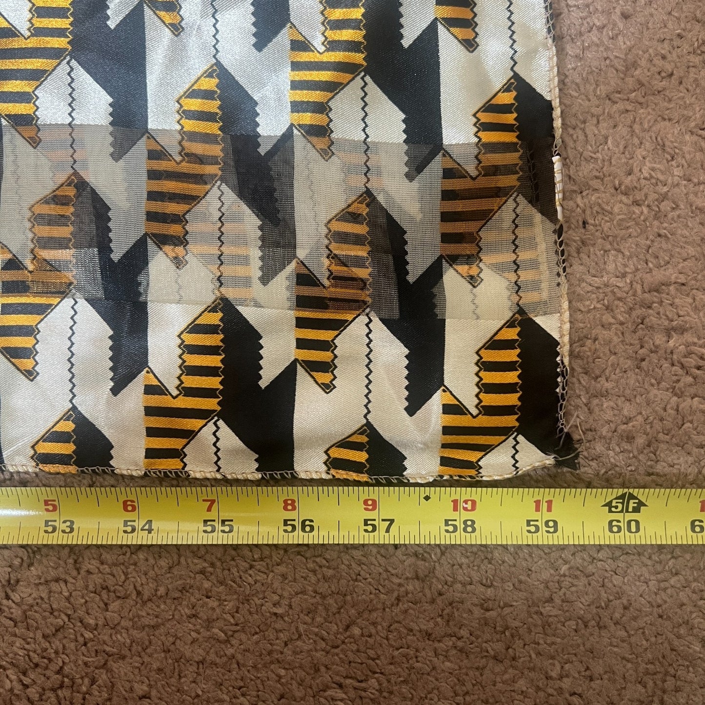 Vtg 80s Geometric Scarf Gold Black Semi Sheer Groovy Artsy Eclectic Maximalist