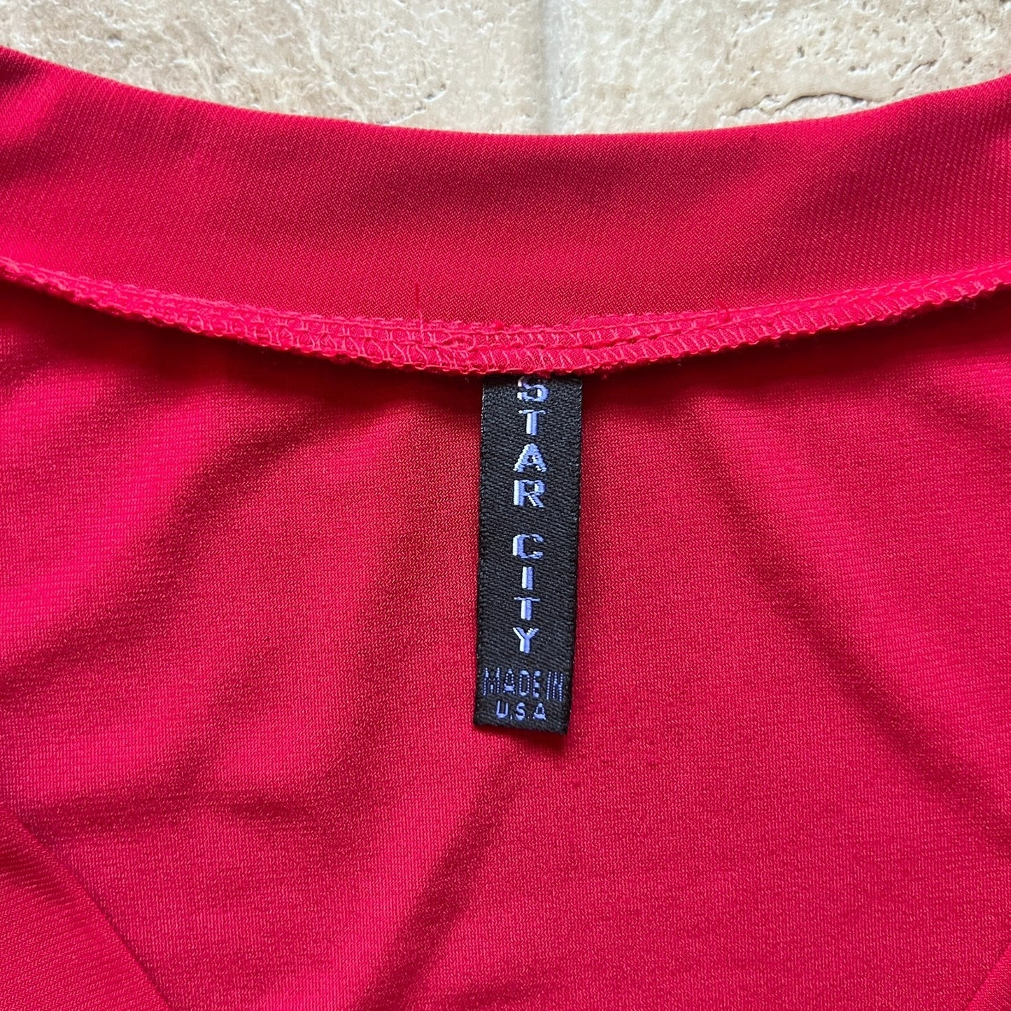 Vintage Y2K Star City Womens Babydoll Tank Top Size L Cherry Red Slinky Rhinestone Heart Clip Romantic