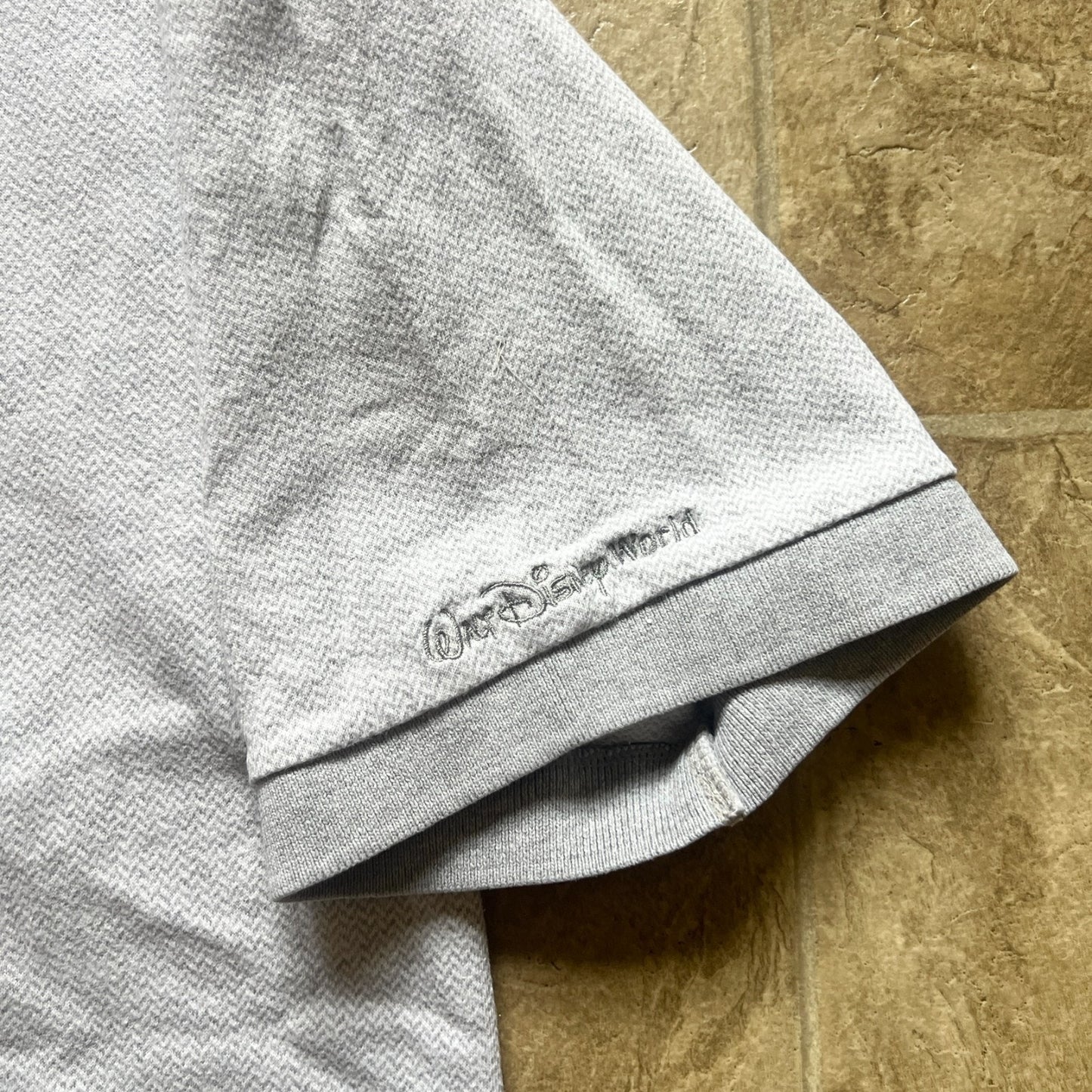 Vtg Disney World Mens Mickey Embroidered Polo T-Shirt Gray Golf Preppy Classic