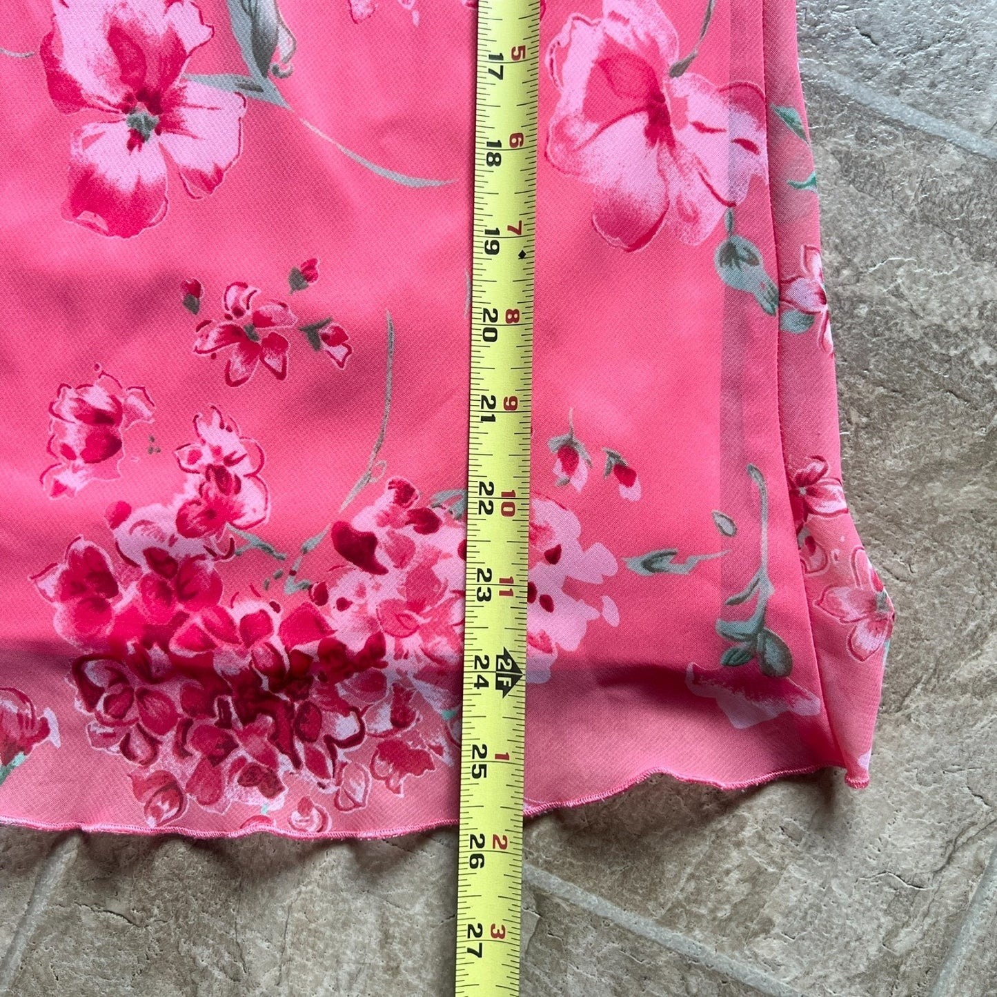 Vintage Y2K Floral Midi Skirt 26W Lettuce Hem Soft Girl Fairy Romantic Whimsical