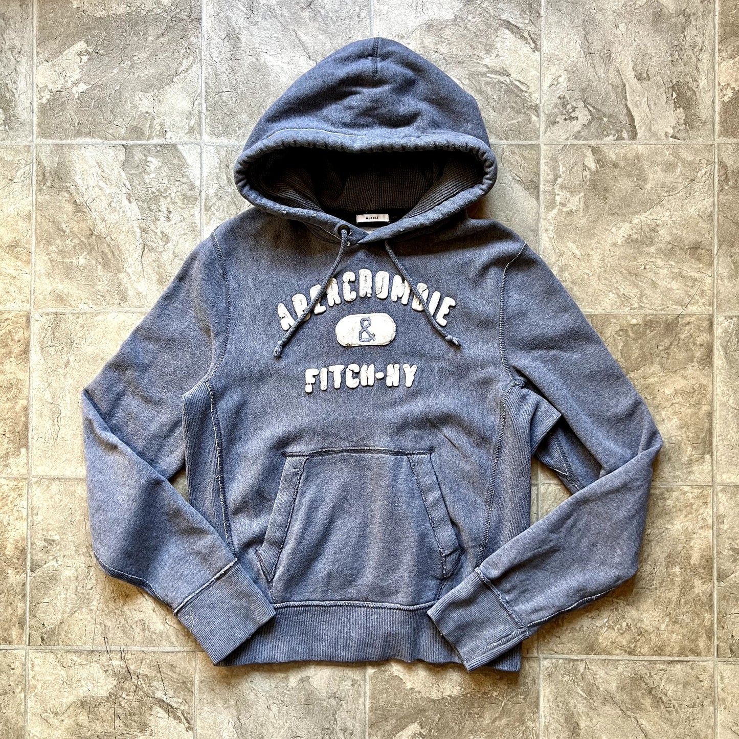 Vintage Y2K Abercrombie & Fitch Mens Hoodie L Muscle Fit Gray