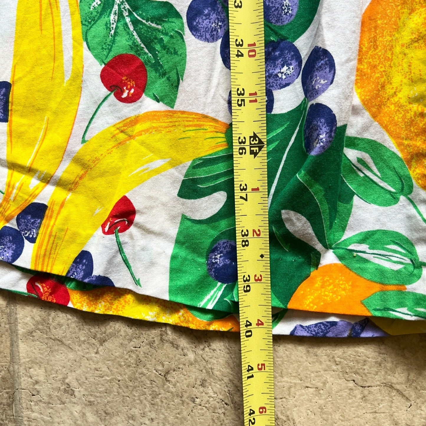 Vintage 70s Vicky Vaughn Womens Fruit Print Yellow Swing Dress Size 11