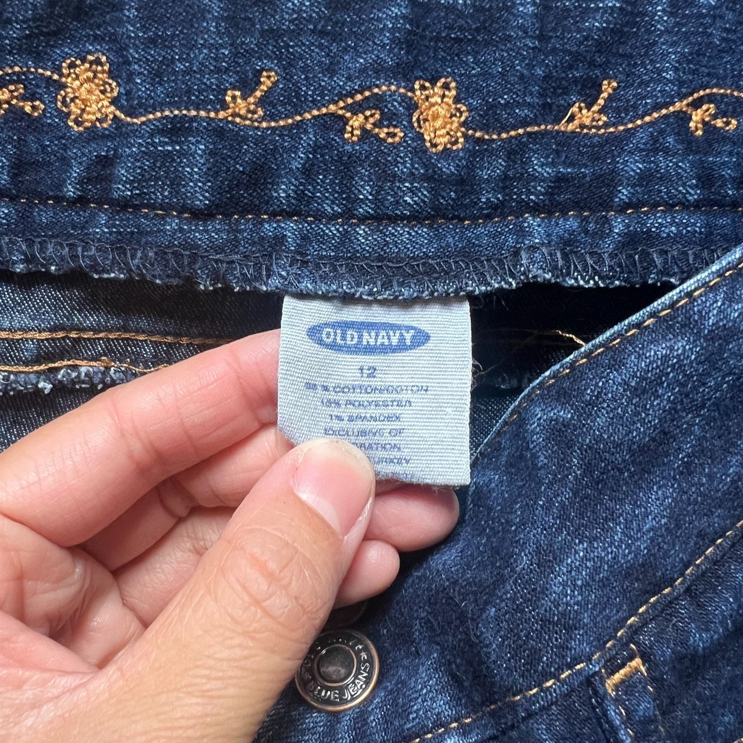 Vintage Y2K 2003 Old Navy Girls Flare Jeans Size 12 Dark Wash Wide Leg