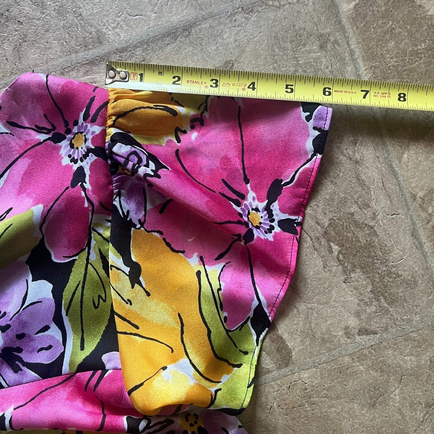 Rafaella Womens Floral Top Multi-color Semi-sheer Flutter Sleeve