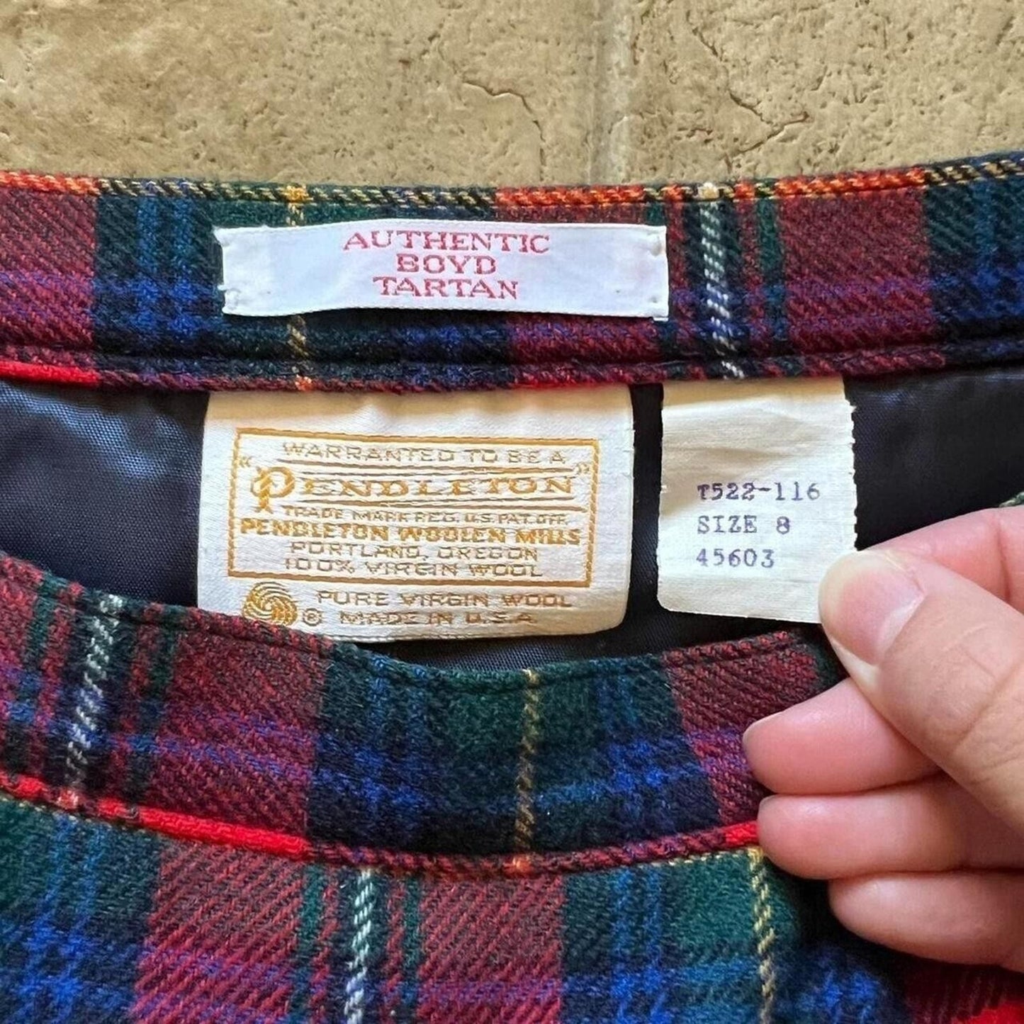 Vintage Pendleton Womens Tartan Plaid Midi Skirt Size 8 Pure Virgin Wool Red Blue Made in USA