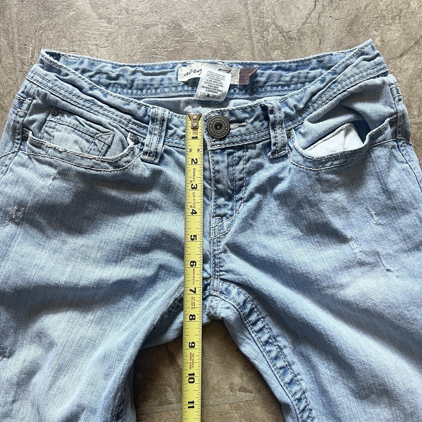 Vintage Y2K Aeropostale Womens Hailey Skinny Flare Size 5/6 Low Rise Light Wash Distressed