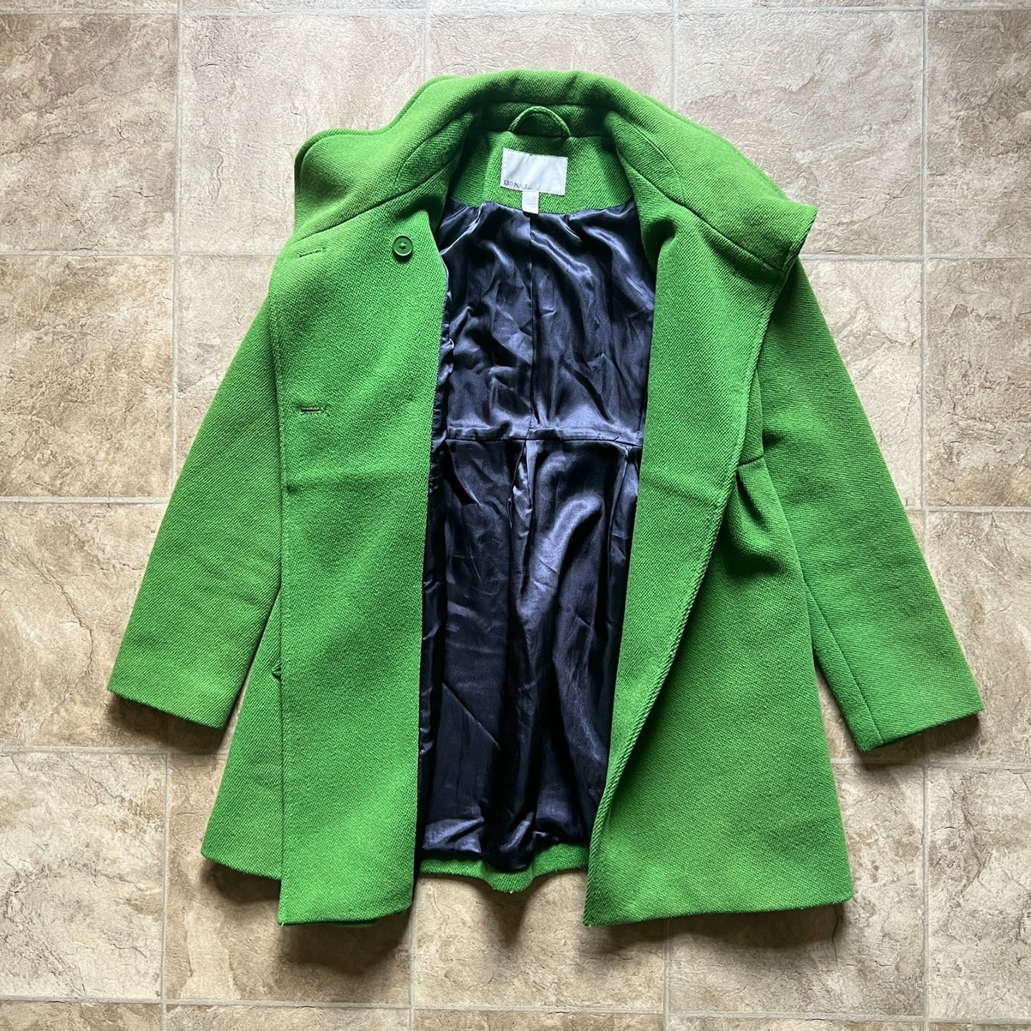 Vintage Y2K Old Navy Womens Pea Coat Size XS Green Wool Blend Twee Preppy