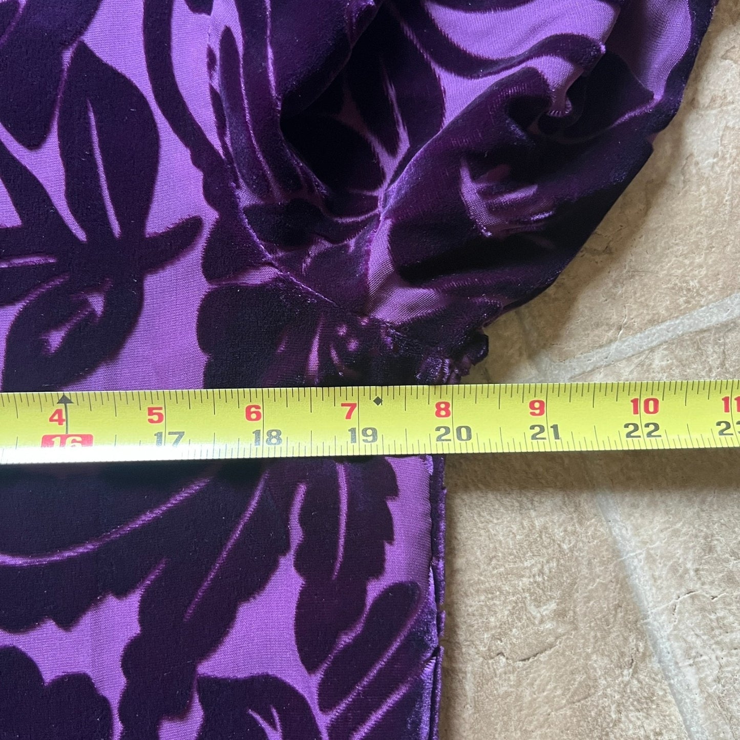 Silk Lore by Beth Terrell Womens Silk Top Size S Purple Velvet Burnout Floral