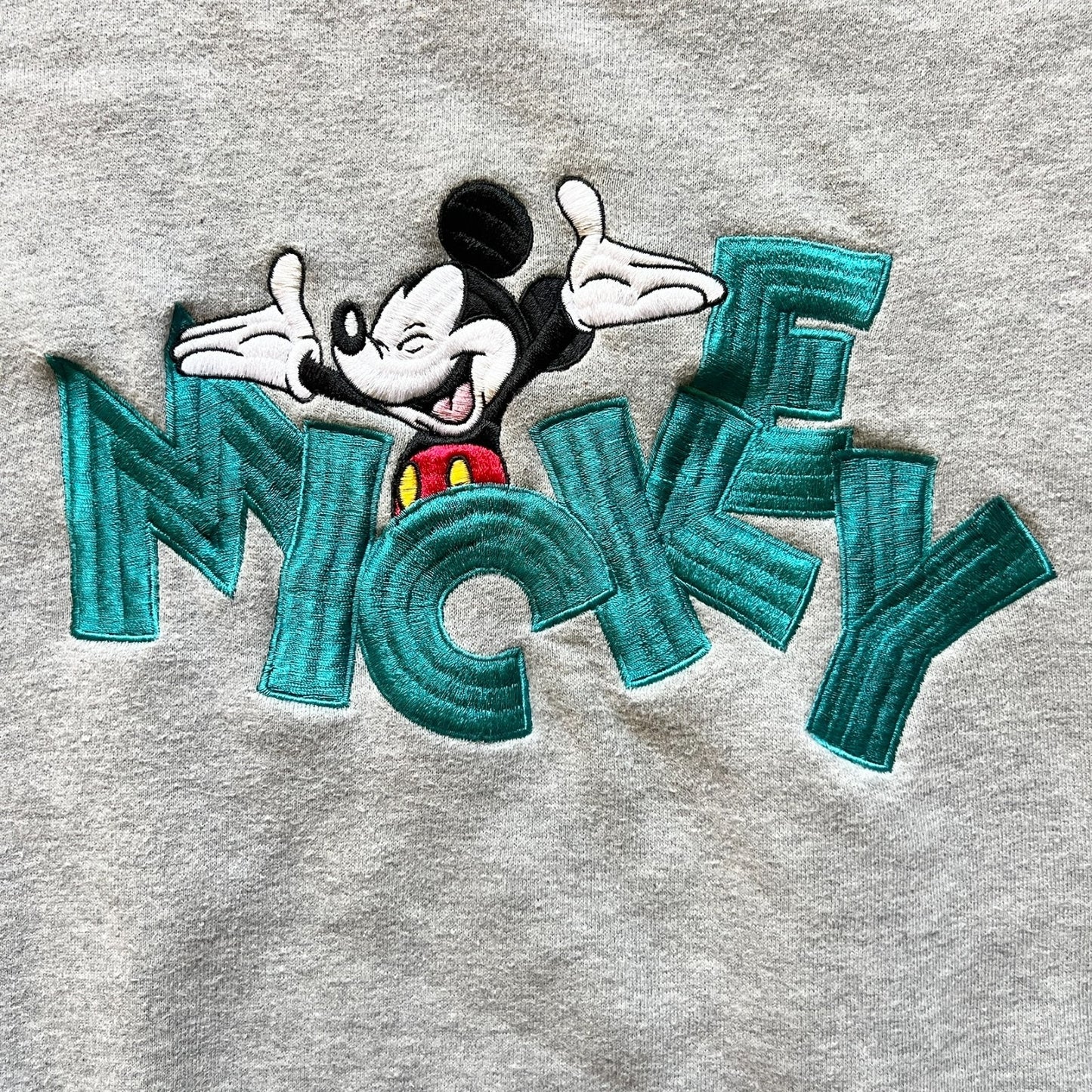 Vintage 90s Mickey Mouse Mens Pullover Sweatshirt Size XL Gray Embroidered Disney Retro