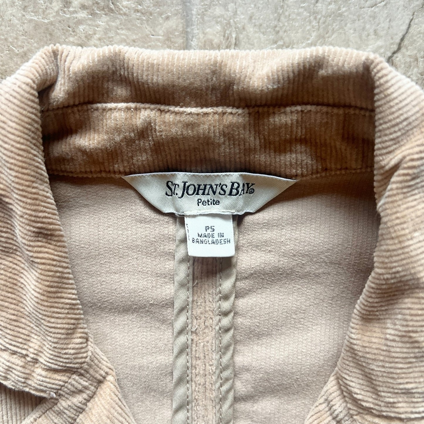 St. John's Bay Womens Corduroy Jacket Size Petite S Tan Button Front